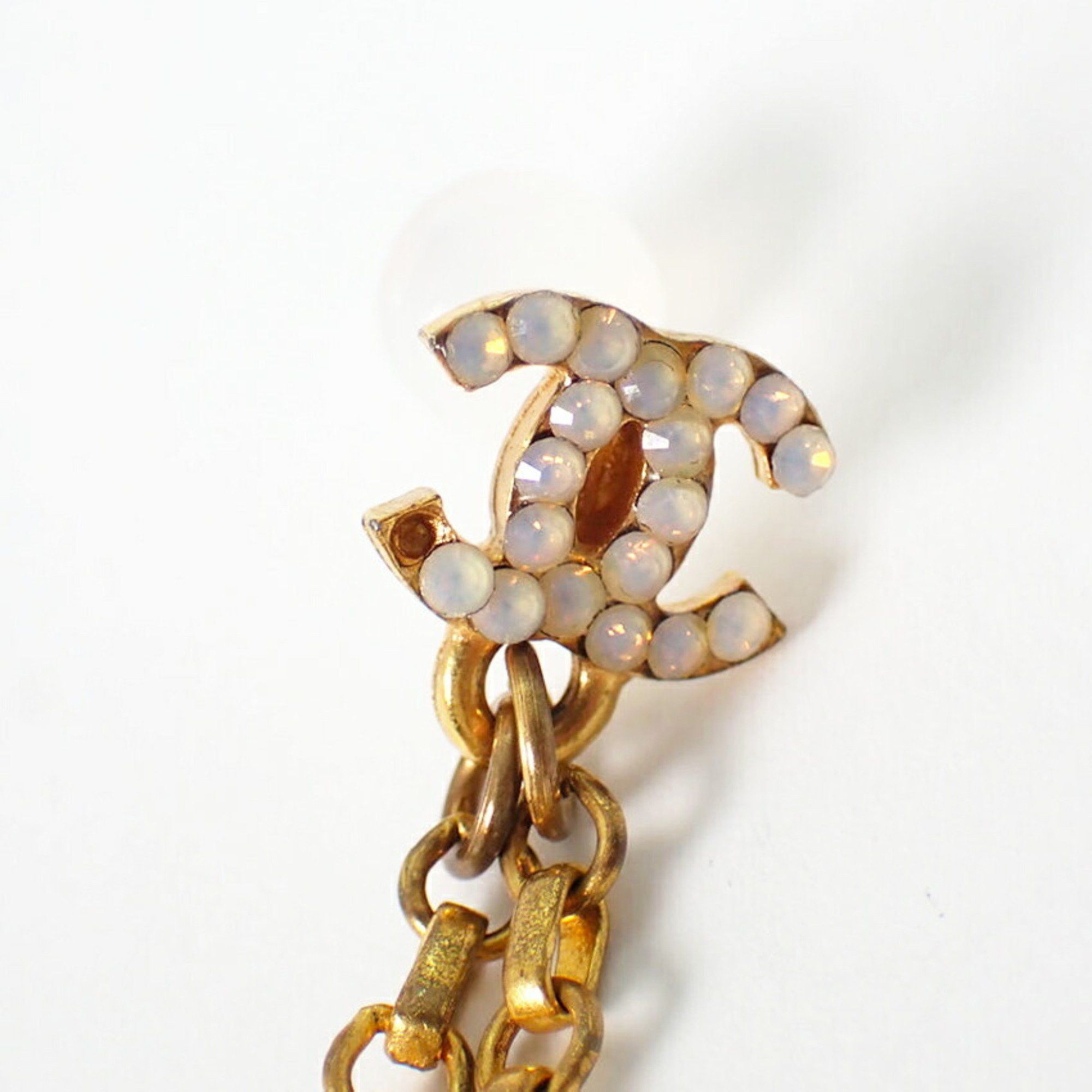 Chanel CHANEL Gold Coco Mark 5 Rhinestone Earrings (One Side) j83-5 Size ONE SIZE - 8 Thumbnail