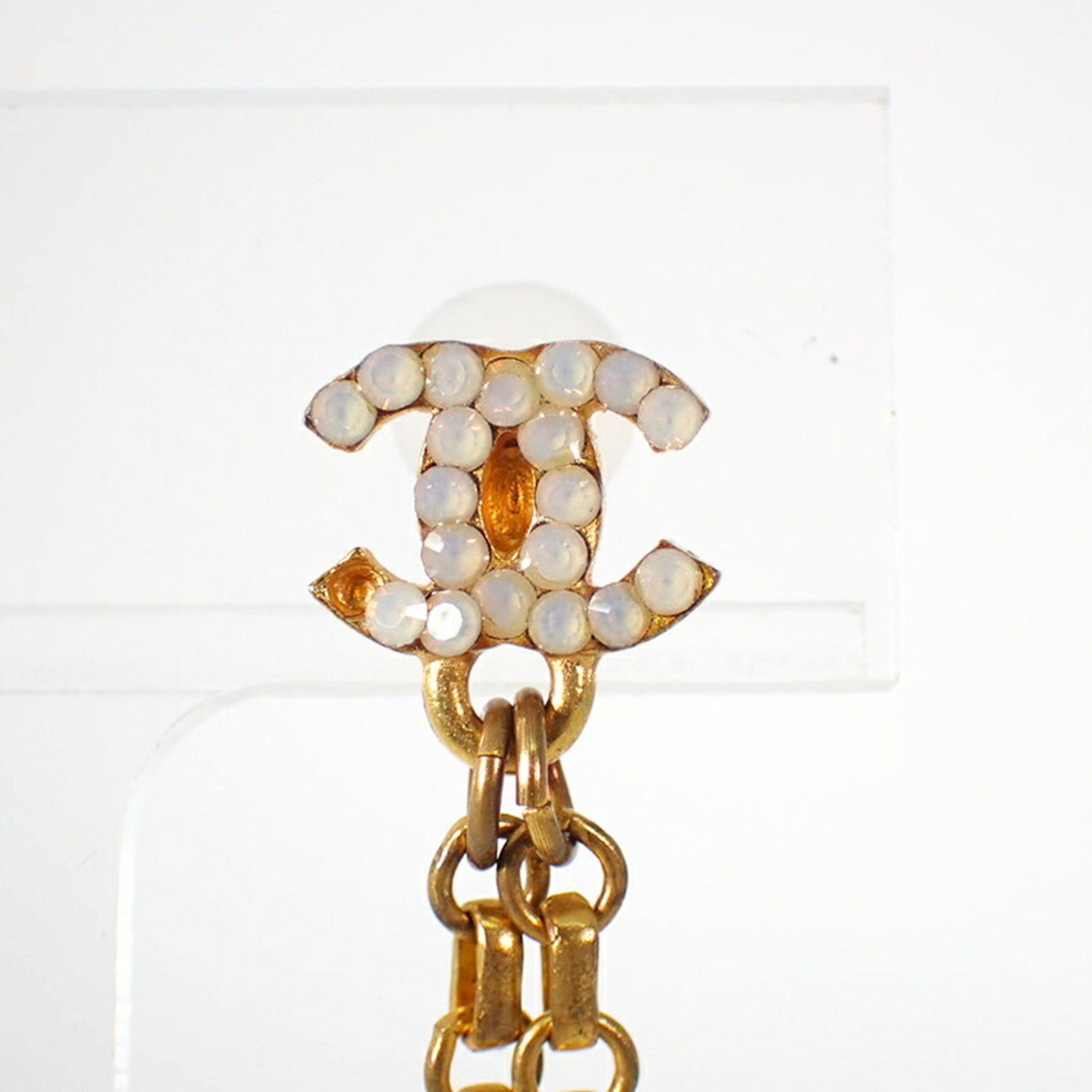 Chanel CHANEL Gold Coco Mark 5 Rhinestone Earrings (One Side) j83-5 Size ONE SIZE - 3 Thumbnail