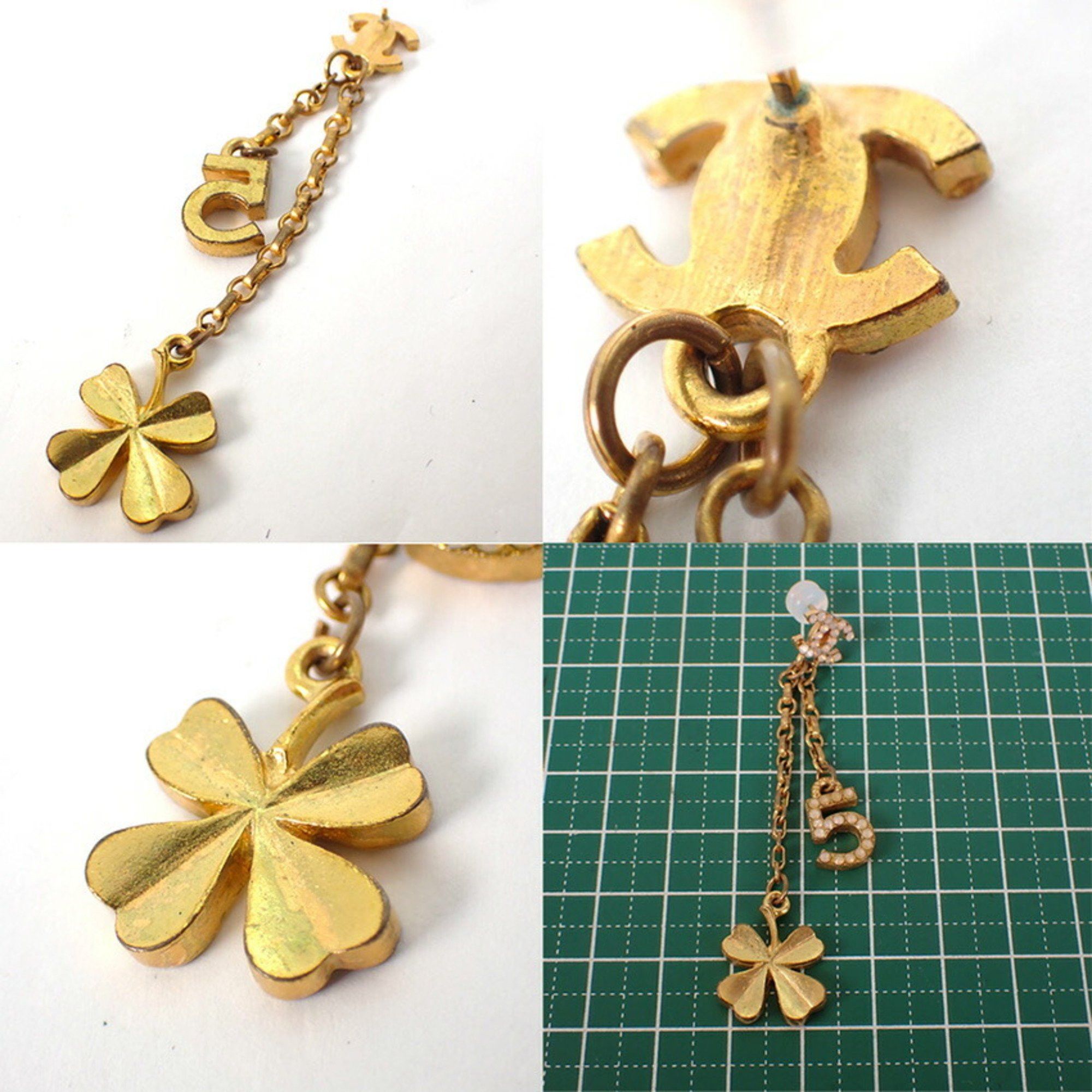 Chanel CHANEL Gold Coco Mark 5 Rhinestone Earrings (One Side) j83-5 Size ONE SIZE - 9 Thumbnail