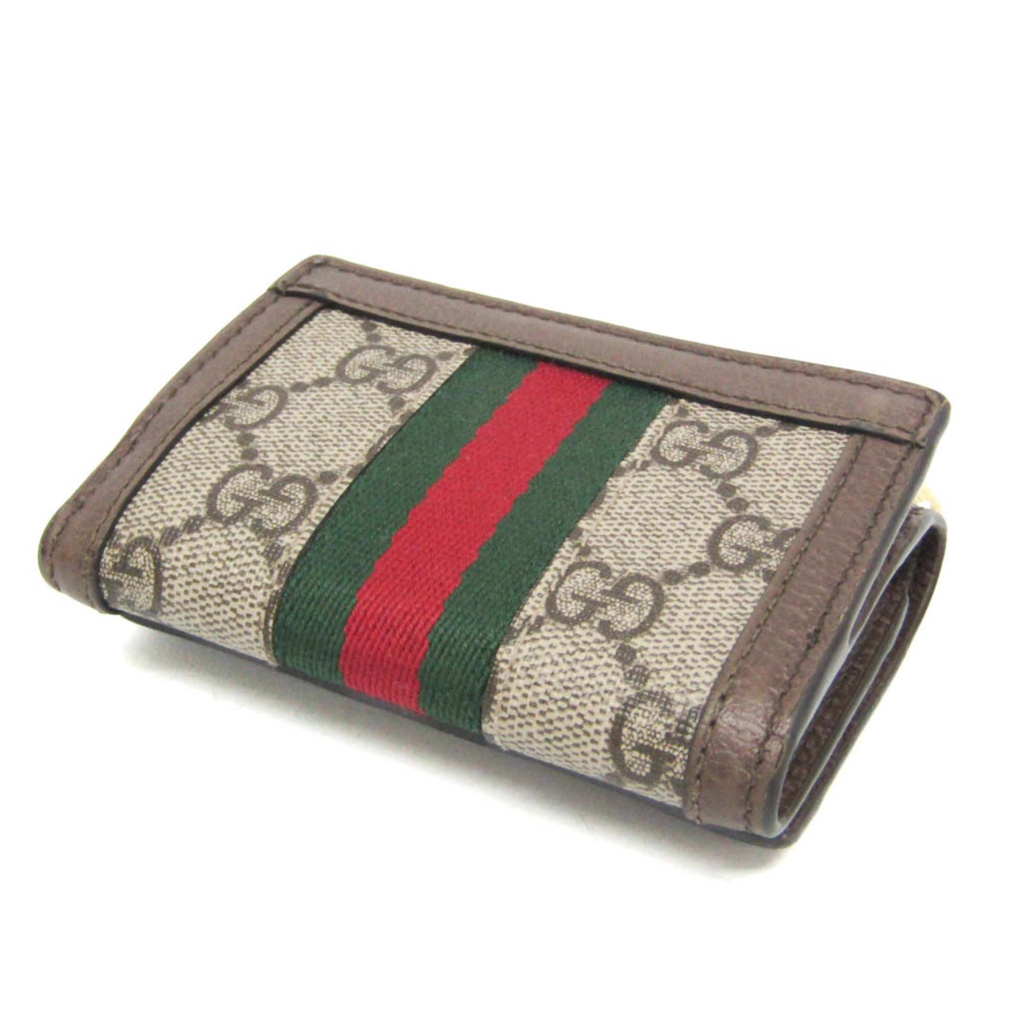 Gucci Gucci Ophidia 644334 Women's GG Supreme,Leather Wallet (tri-fold) Beige,Dark Brown Size ONE SIZE - 2 Thumbnail