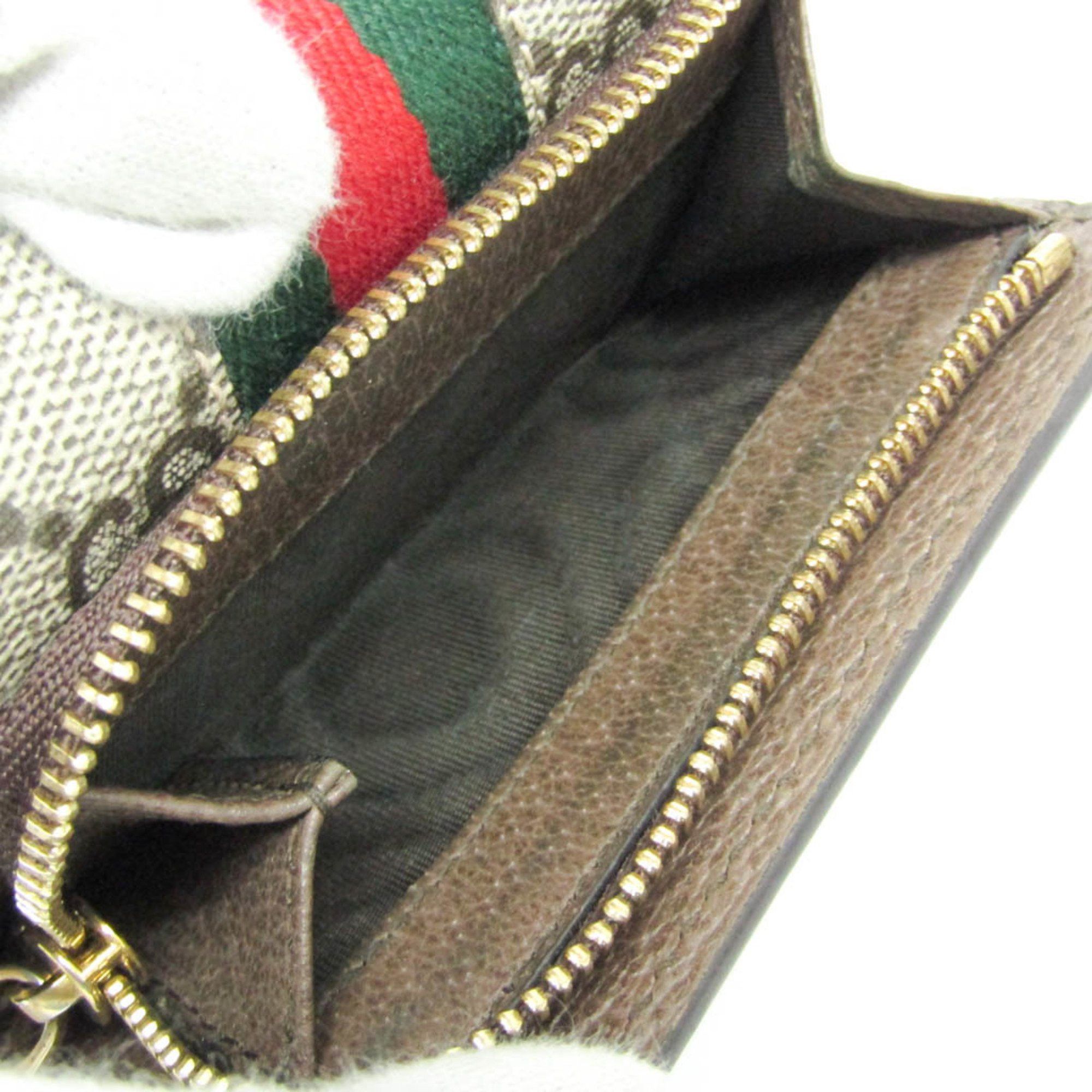 Gucci Gucci Ophidia 644334 Women's GG Supreme,Leather Wallet (tri-fold) Beige,Dark Brown Size ONE SIZE - 4 Thumbnail