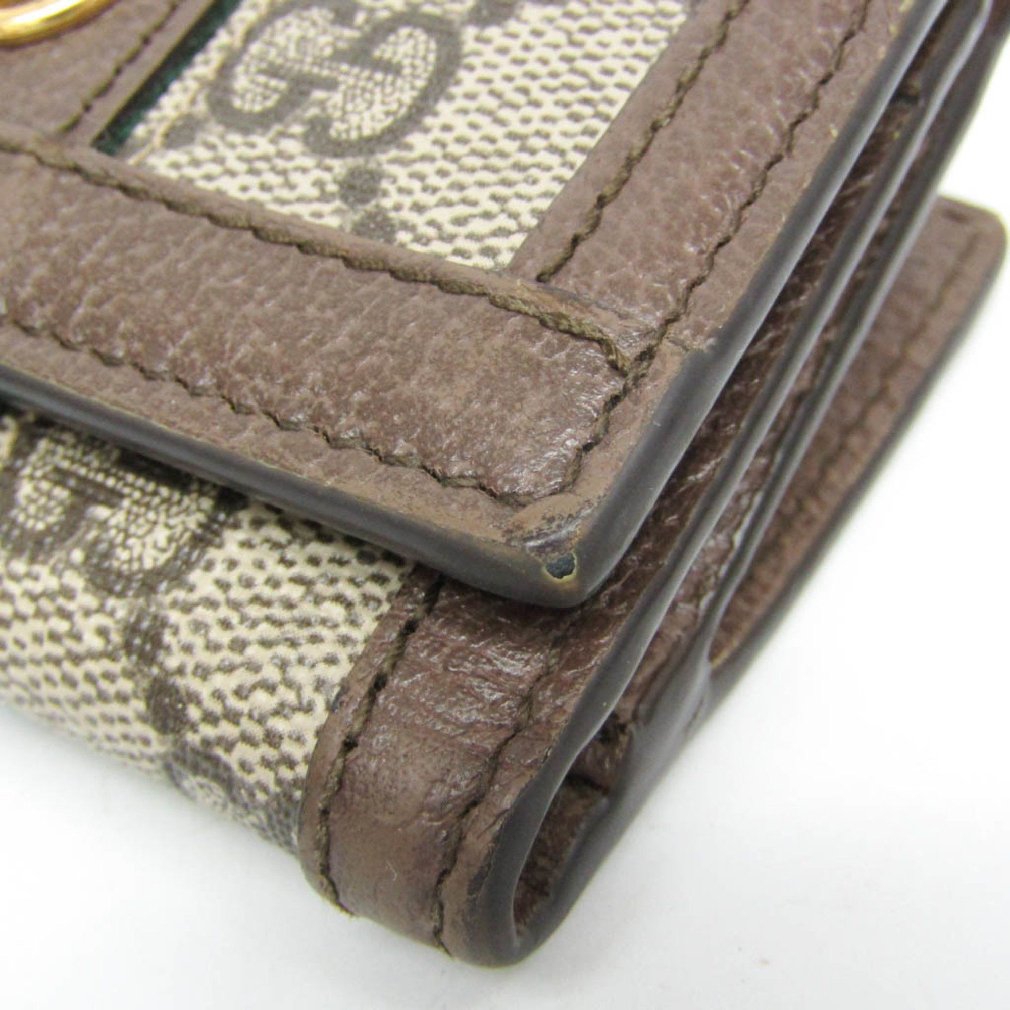 Gucci Gucci Ophidia 644334 Women's GG Supreme,Leather Wallet (tri-fold) Beige,Dark Brown Size ONE SIZE - 6 Thumbnail