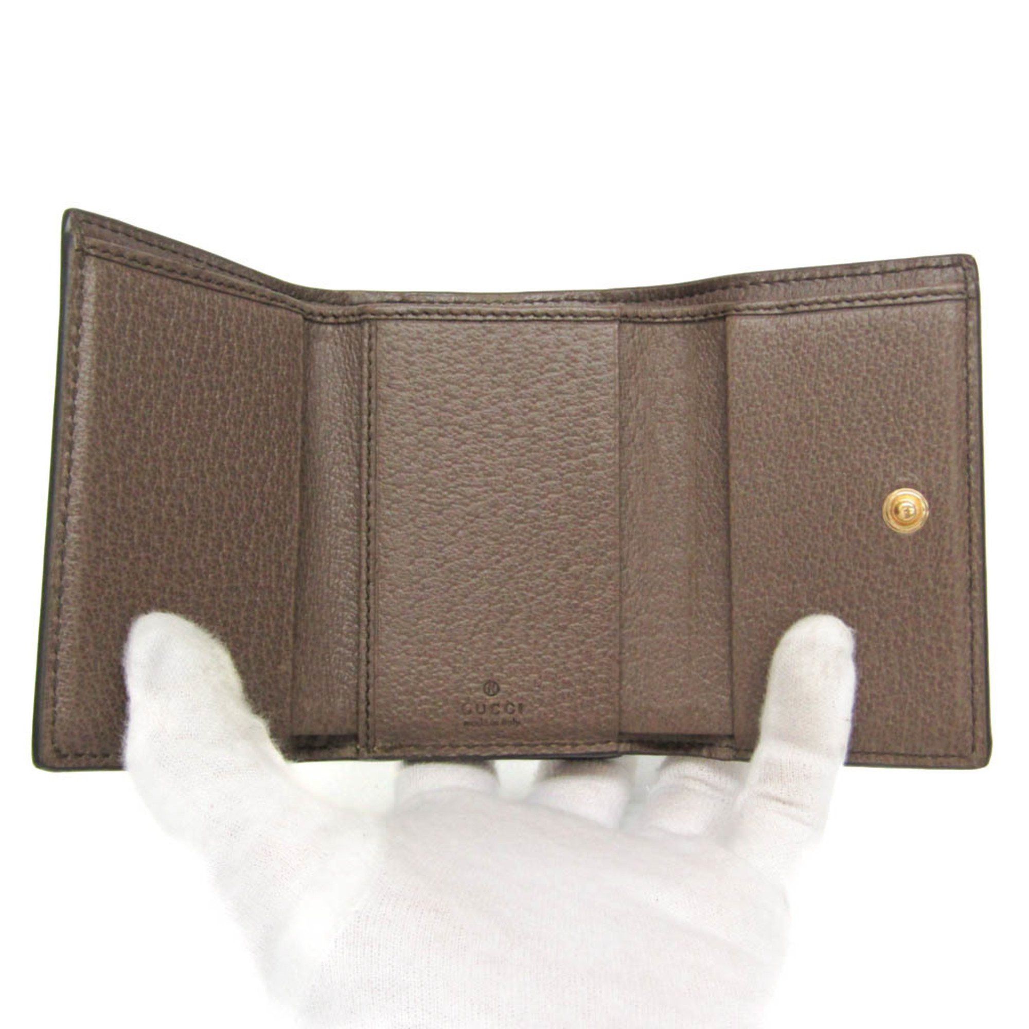 Gucci Gucci Ophidia 644334 Women's GG Supreme,Leather Wallet (tri-fold) Beige,Dark Brown Size ONE SIZE - 3 Thumbnail