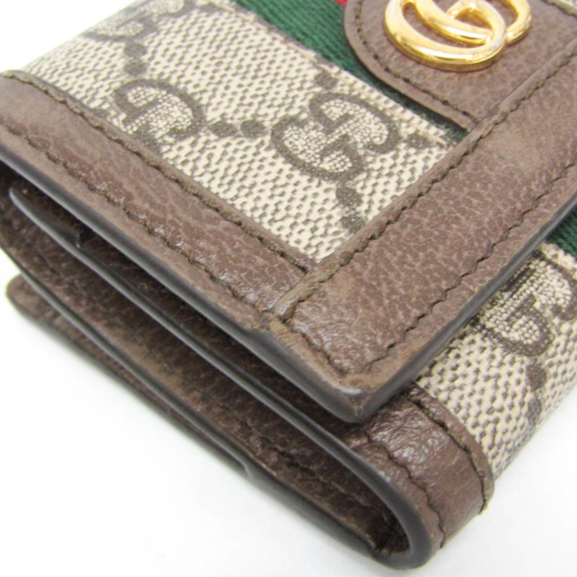 Gucci Gucci Ophidia 644334 Women's GG Supreme,Leather Wallet (tri-fold) Beige,Dark Brown Size ONE SIZE - 7 Thumbnail