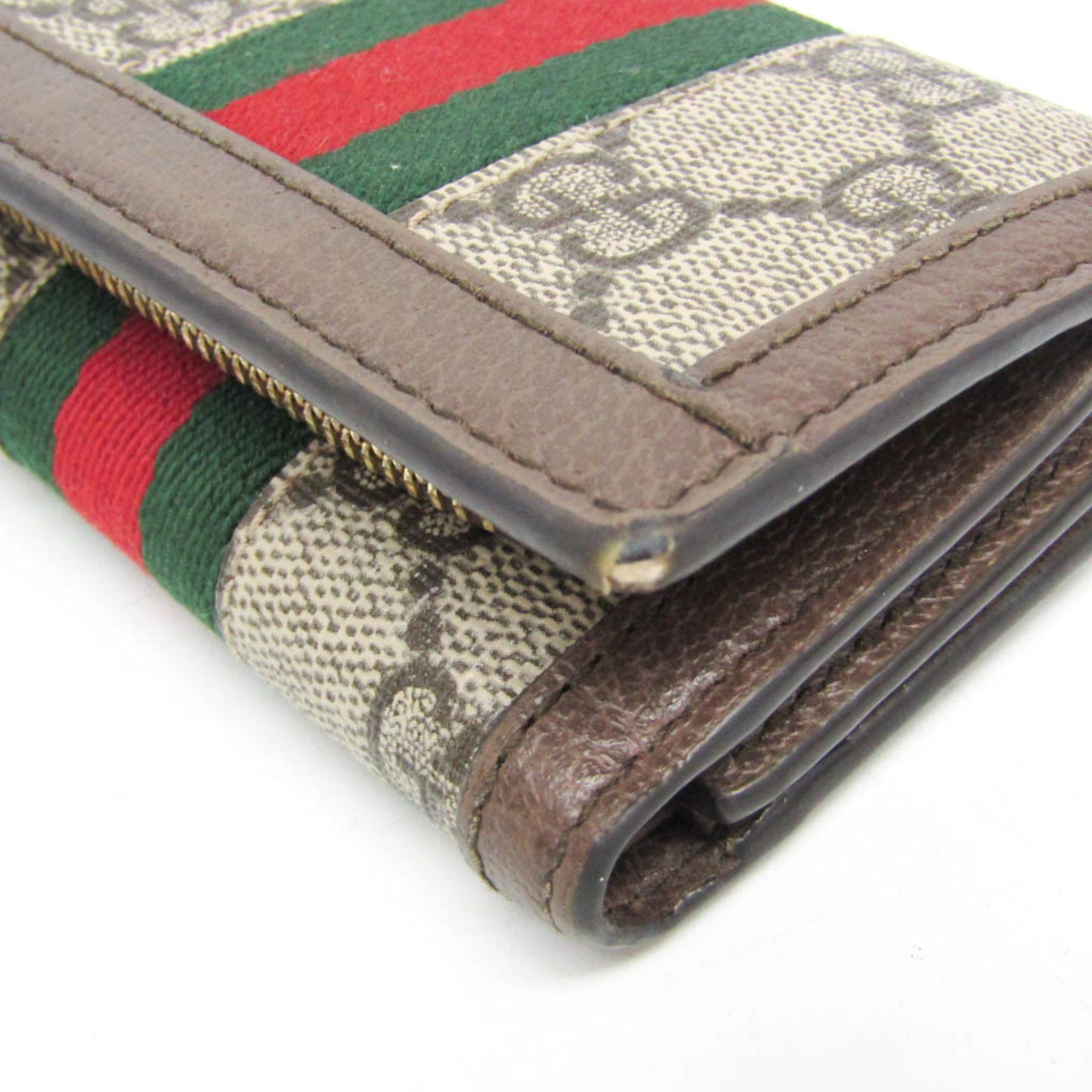 Gucci Gucci Ophidia 644334 Women's GG Supreme,Leather Wallet (tri-fold) Beige,Dark Brown Size ONE SIZE - 9 Thumbnail