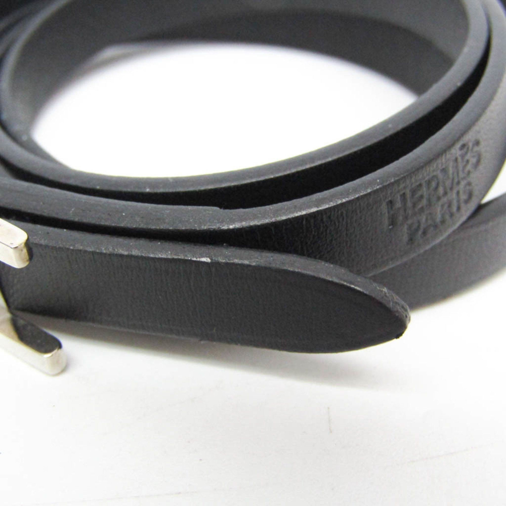 Hermes Hermes Hapi 4-row Bracelet Choker Leather,Metal Bangle Silver,Black Size ONE SIZE - 4 Thumbnail