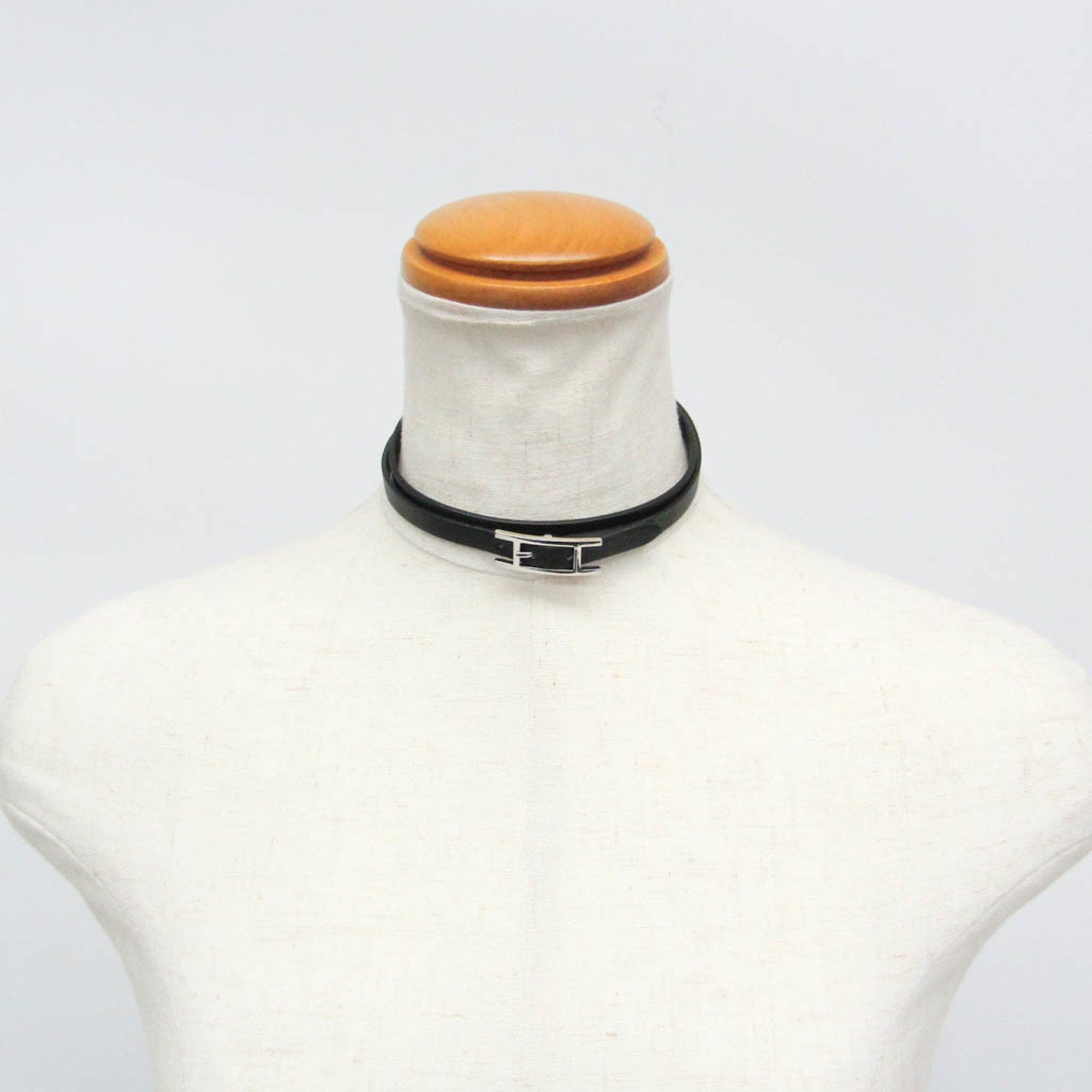 Hermes Hermes Hapi 4-row Bracelet Choker Leather,Metal Bangle Silver,Black Size ONE SIZE - 12 Thumbnail