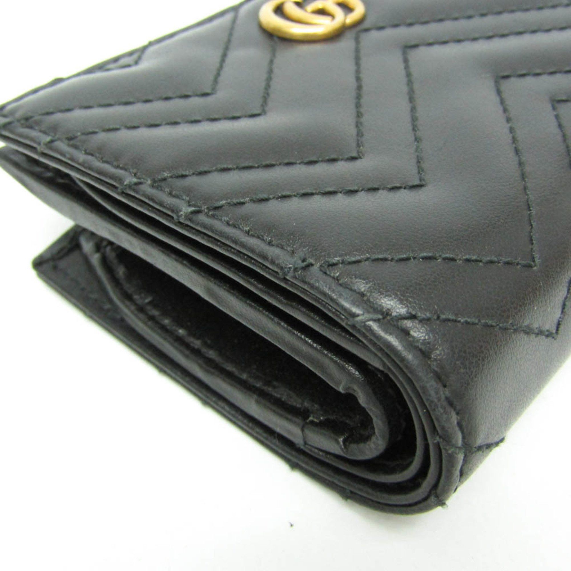 Gucci Gucci GG Marmont 773427 Women's Leather Wallet (bi-fold) Black Size ONE SIZE - 6 Thumbnail