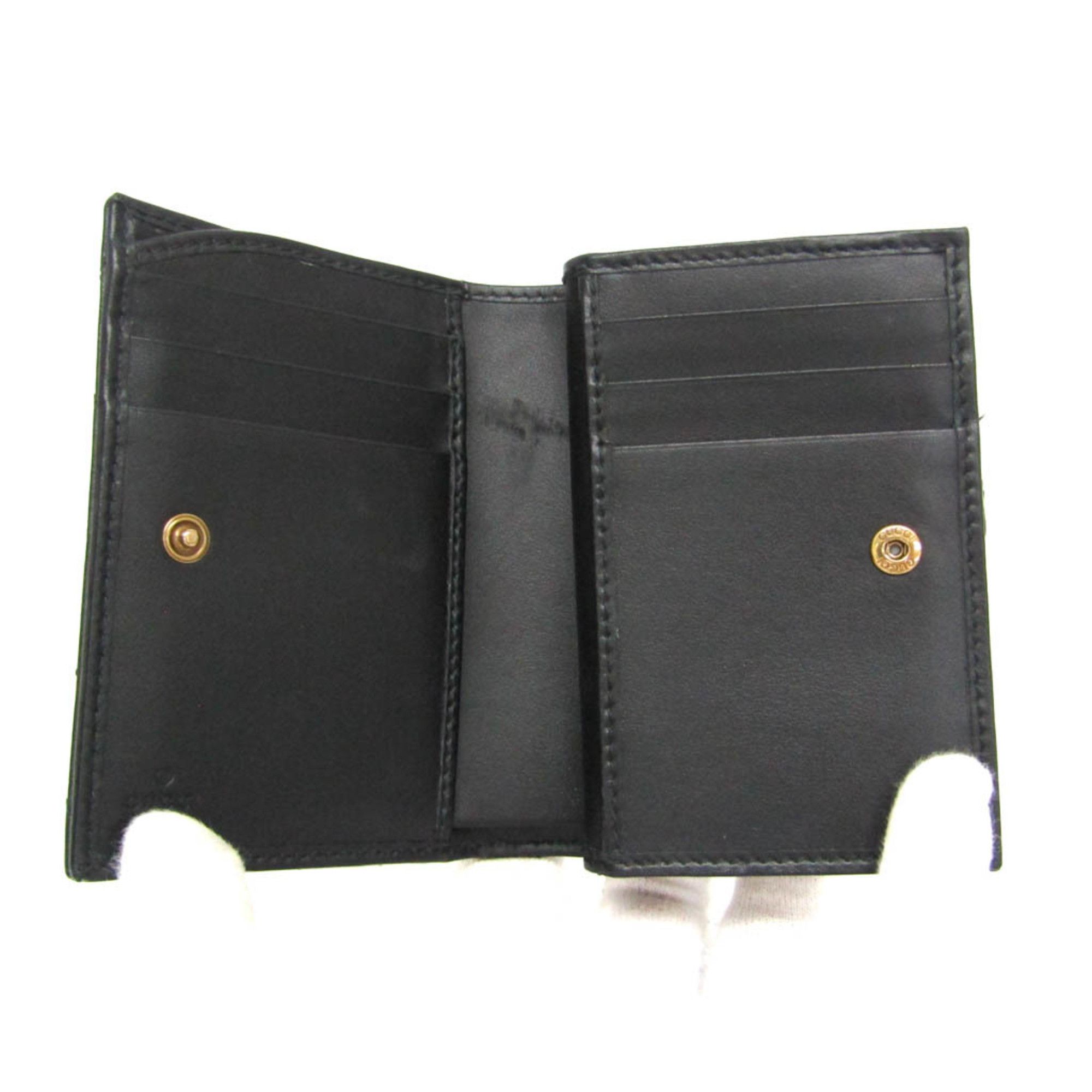 Gucci Gucci GG Marmont 773427 Women's Leather Wallet (bi-fold) Black Size ONE SIZE - 3 Thumbnail