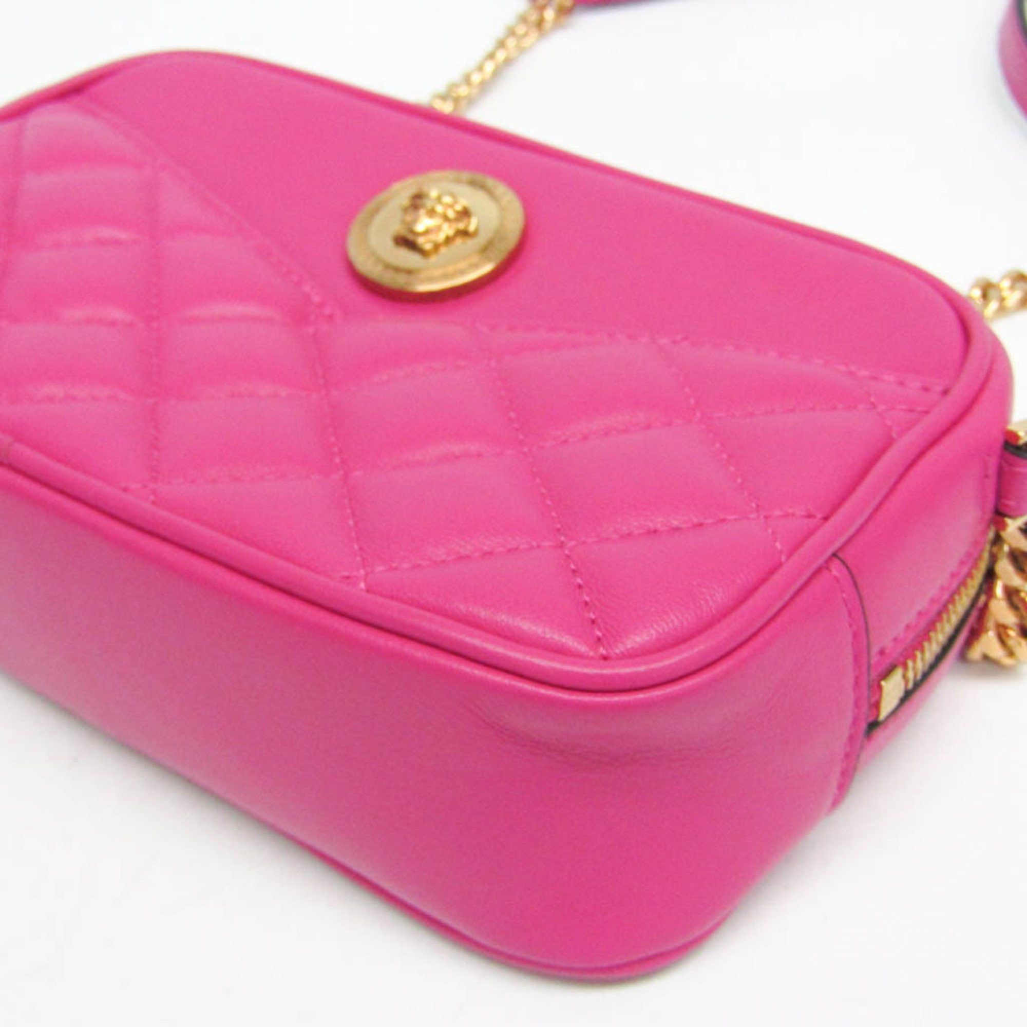Versace Versace Medusa Quilted Chain Shoulder Pouch Women's Leather Pouch,Shoulder Bag Pink Size ONE SIZE - 4 Thumbnail