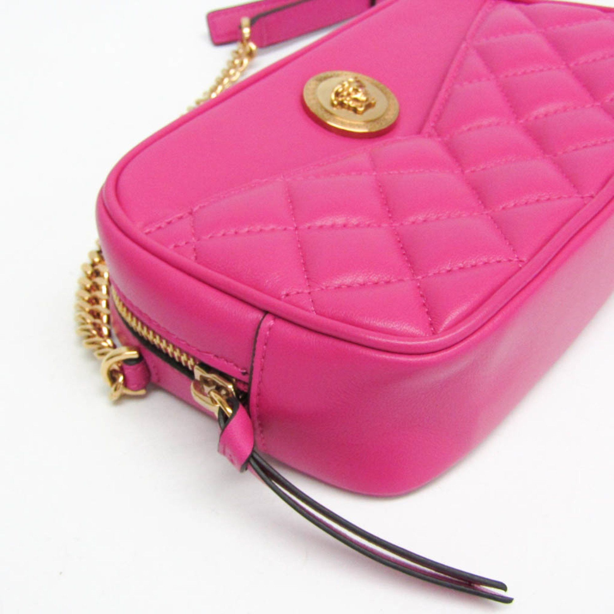 Versace Versace Medusa Quilted Chain Shoulder Pouch Women's Leather Pouch,Shoulder Bag Pink Size ONE SIZE - 5 Thumbnail