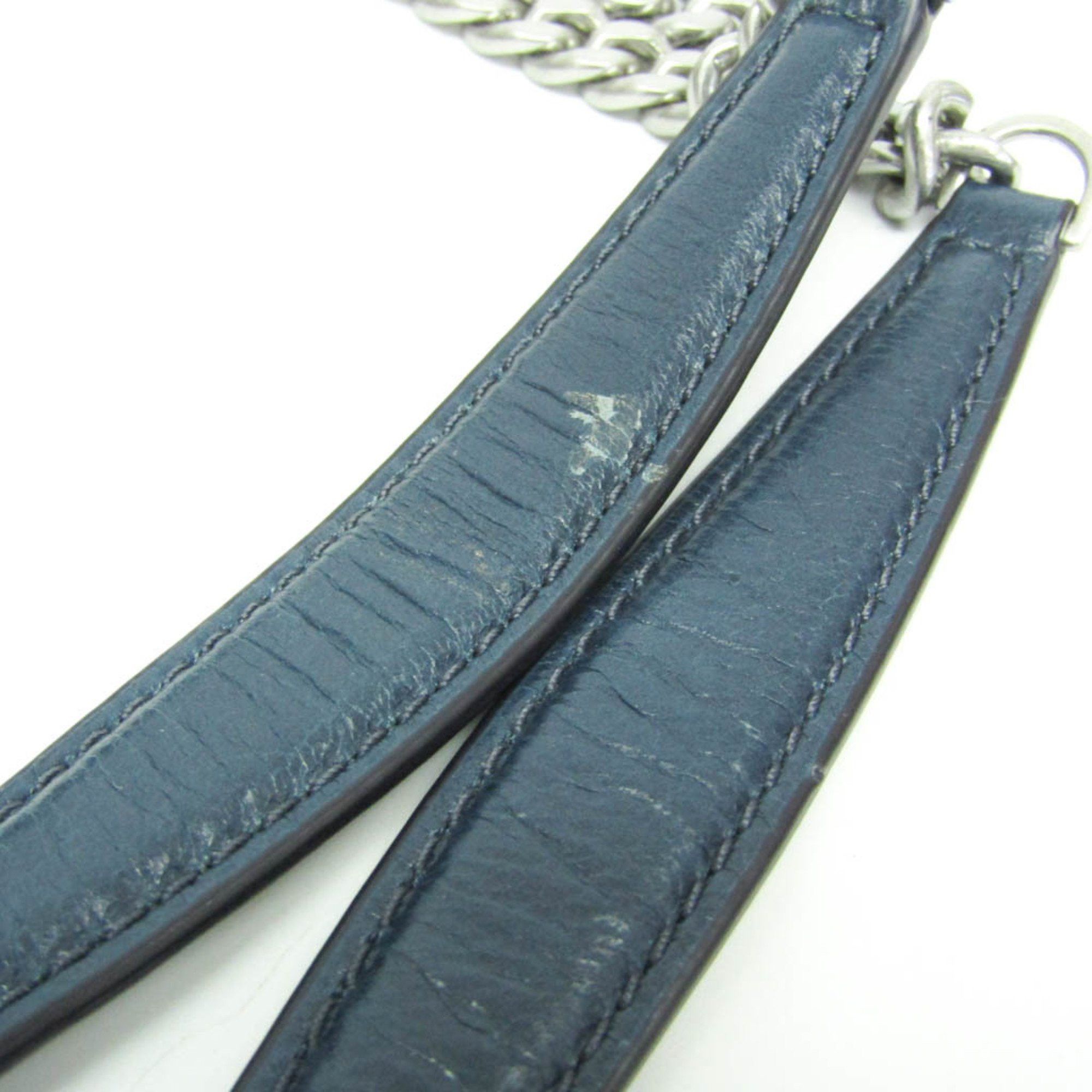 Tory Burch Tory Burch Kira Chevron Chain Shoulder Bag Women's Leather Shoulder Bag Navy Size ONE SIZE - 10 Thumbnail