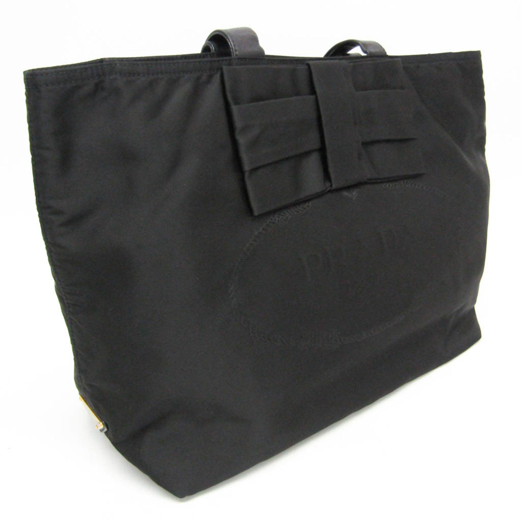 Prada Prada TESSUTO Ribbon Women's Nylon,Leather Tote Bag Black Size ONE SIZE - 5 Thumbnail