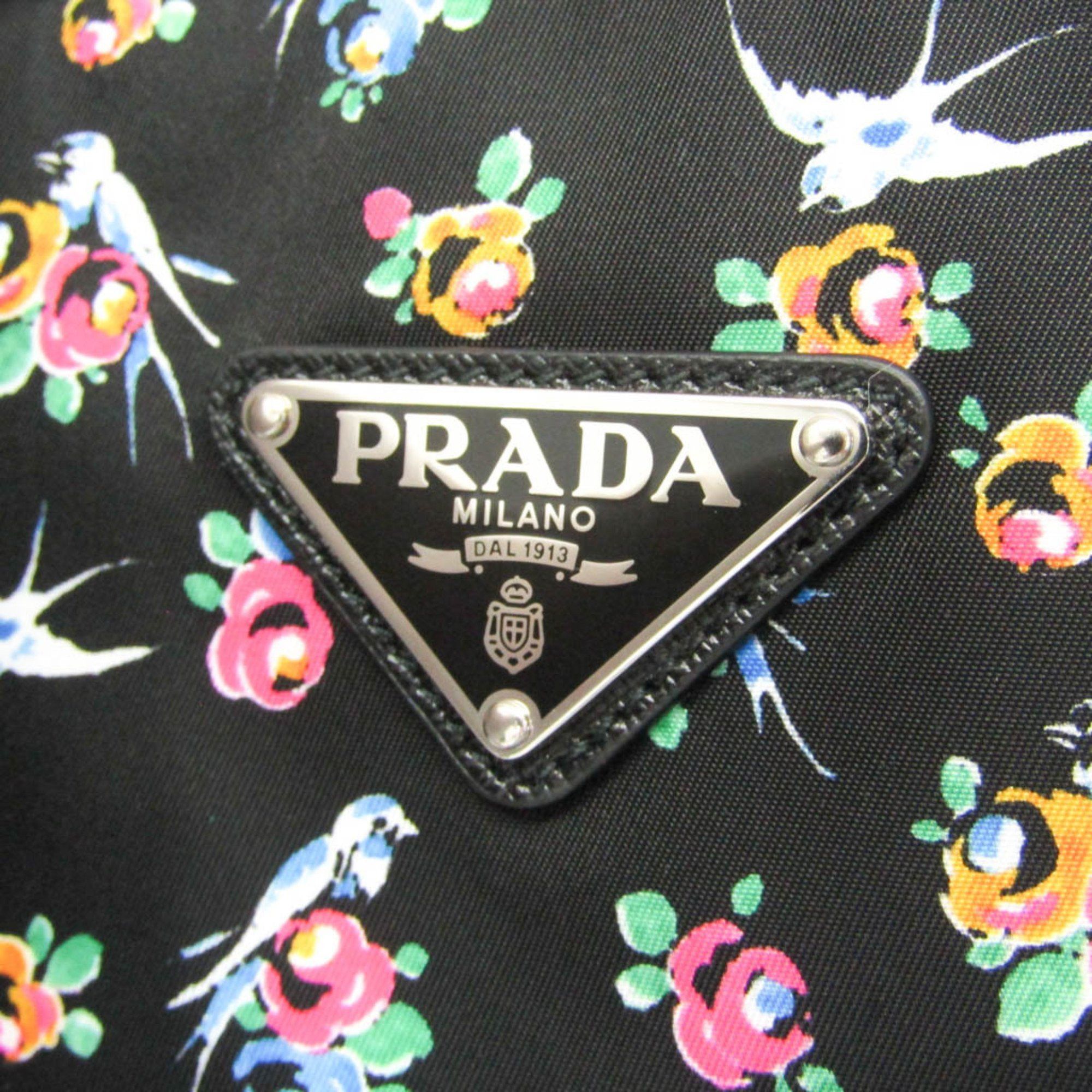 Prada Prada TESSUTO STAMPAT 1BG189 Women's Nylon,Leather Shoulder Bag,Tote Bag Black,Pink,Yellow Size ONE SIZE - 9 Thumbnail