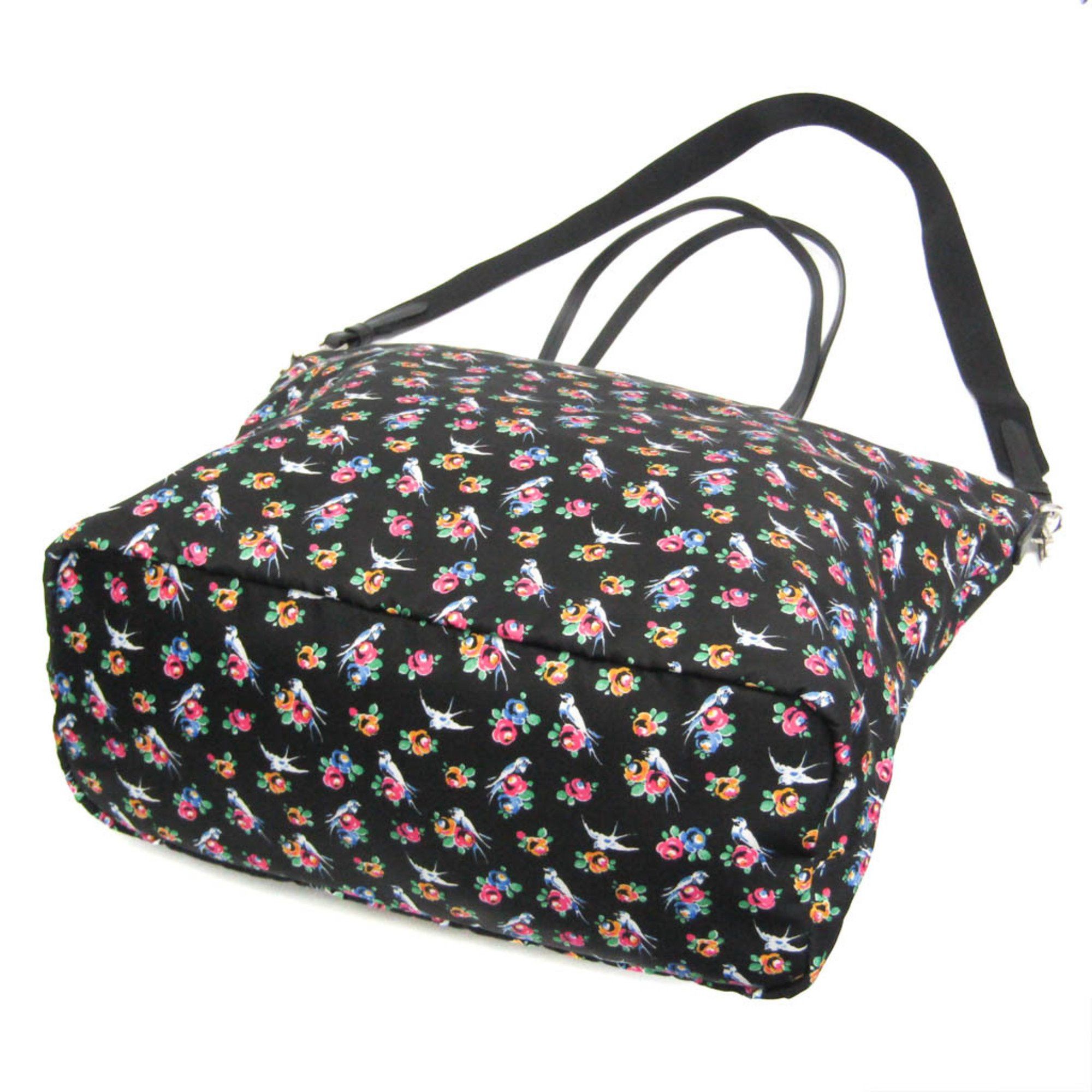 Prada Prada TESSUTO STAMPAT 1BG189 Women's Nylon,Leather Shoulder Bag,Tote Bag Black,Pink,Yellow Size ONE SIZE - 3 Thumbnail