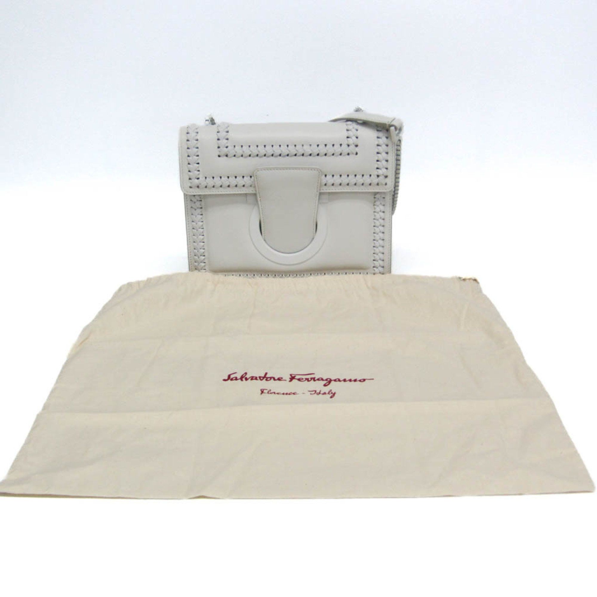 Salvatore Ferragamo Salvatore Ferragamo Gancini DY-21 H038 Women's Leather Shoulder Bag White Size ONE SIZE - 2 Thumbnail