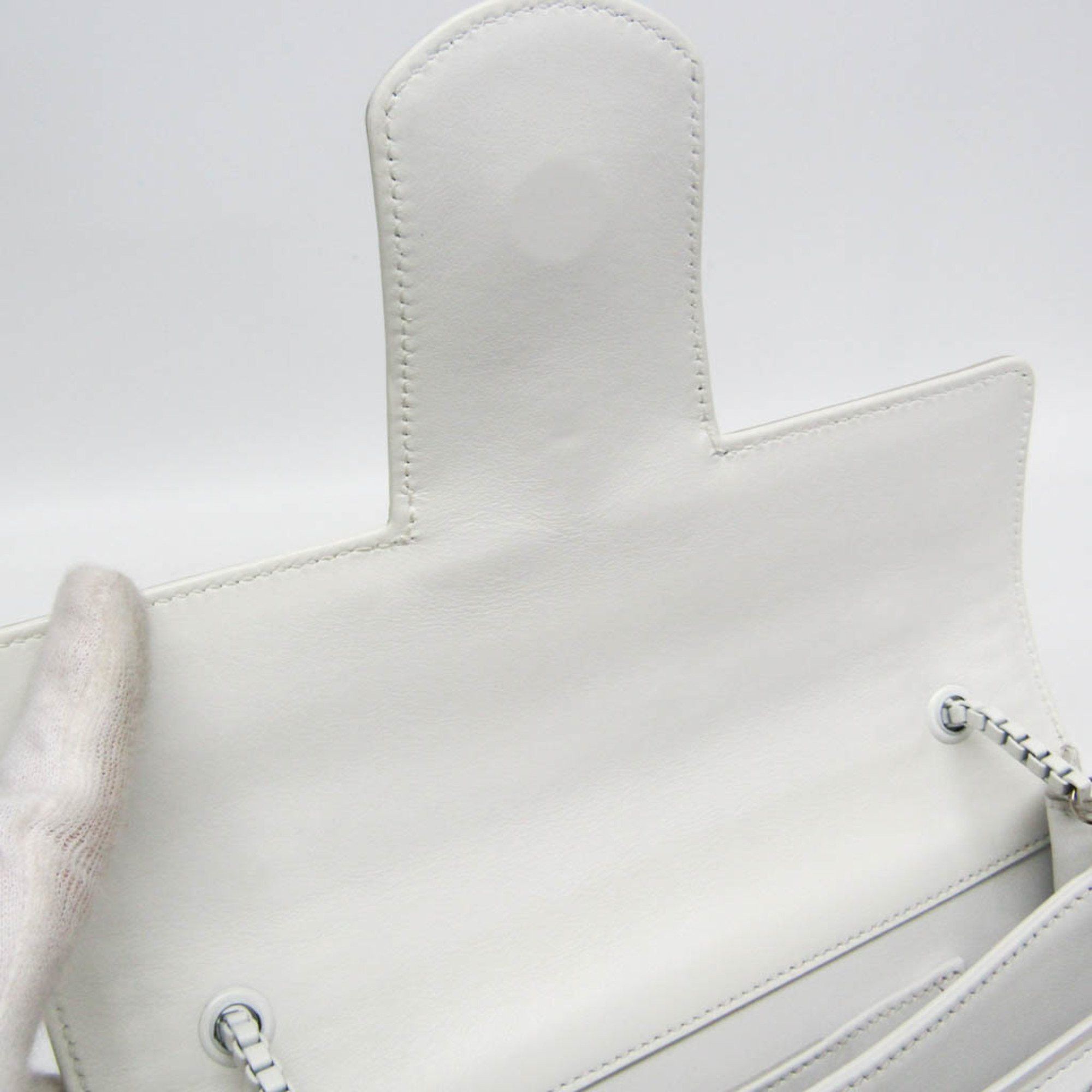 Salvatore Ferragamo Salvatore Ferragamo Gancini DY-21 H038 Women's Leather Shoulder Bag White Size ONE SIZE - 15 Thumbnail