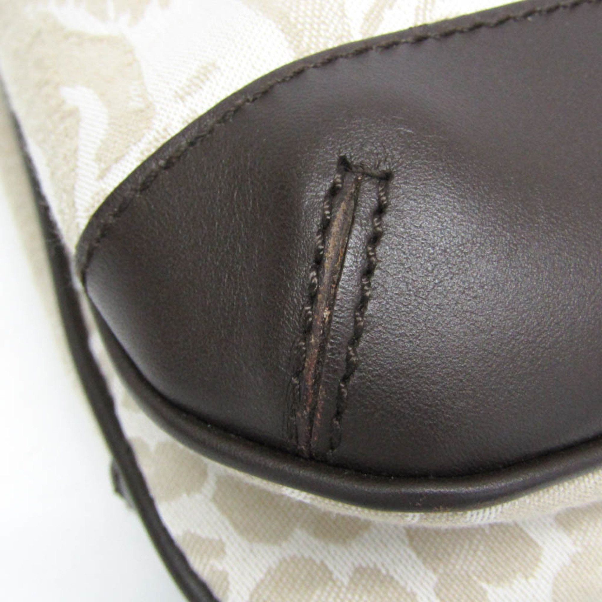 Other Hunting World Safari Embroidery Women's Leather,Canvas Shoulder Bag Brown,Light Beige Size ONE SIZE - 7 Thumbnail