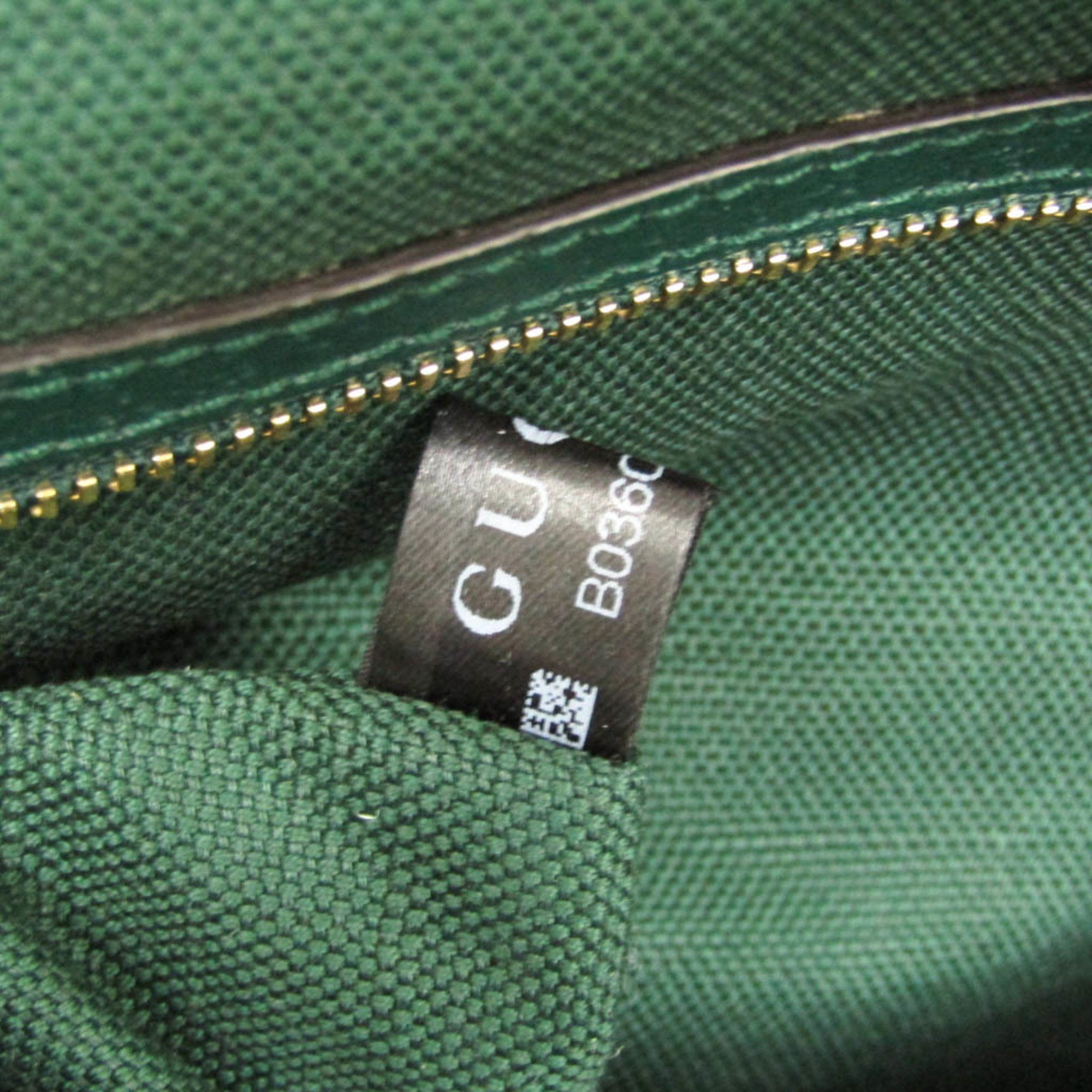 Gucci Gucci 100th Anniversary Model 676681 Women's Canvas,Leather Tote Bag Green,Light Beige Size ONE SIZE - 15 Thumbnail