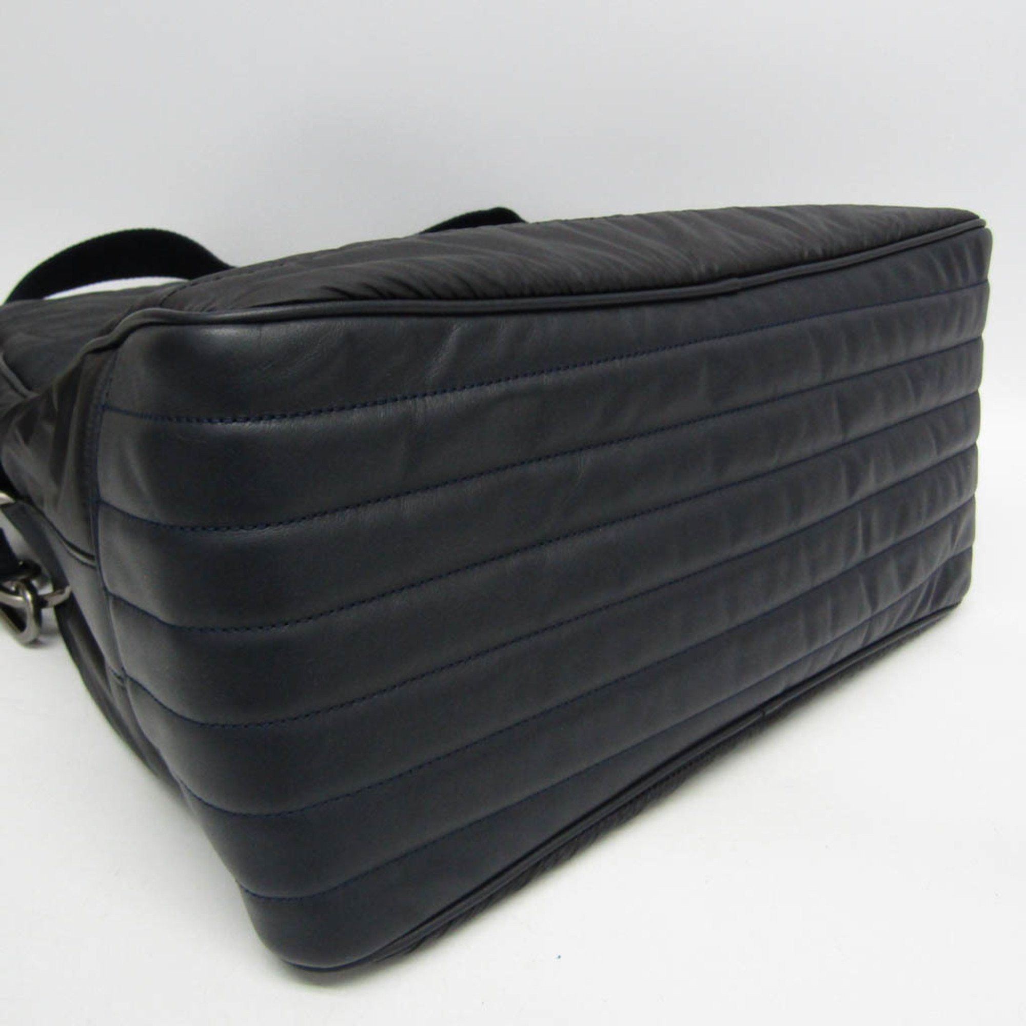 Salvatore Ferragamo Salvatore Ferragamo Quilting FZ-24 9739 Men,Women Nylon Shoulder Bag Dark Navy Size ONE SIZE - 6 Thumbnail