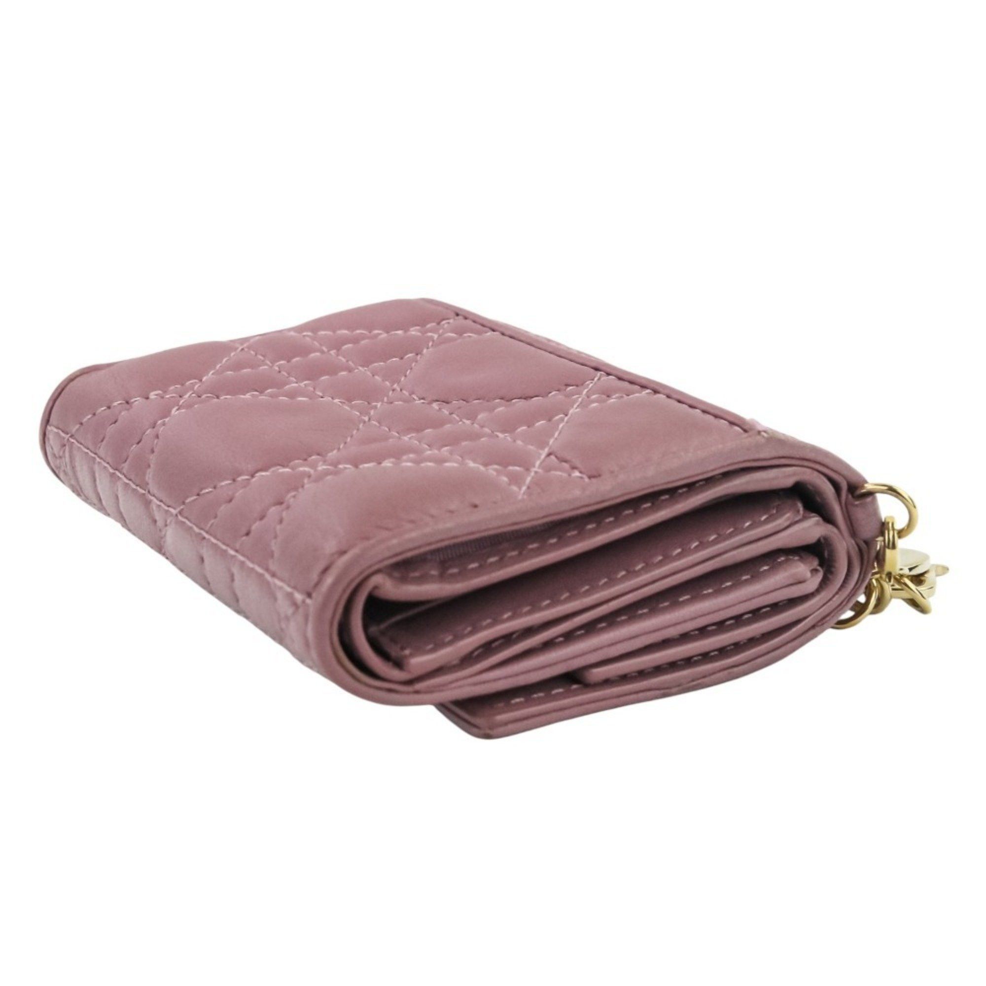 Dior Christian Dior Lady Cannage Lotus Wallet Tri-fold in Lavender Size ONE SIZE - 5 Thumbnail
