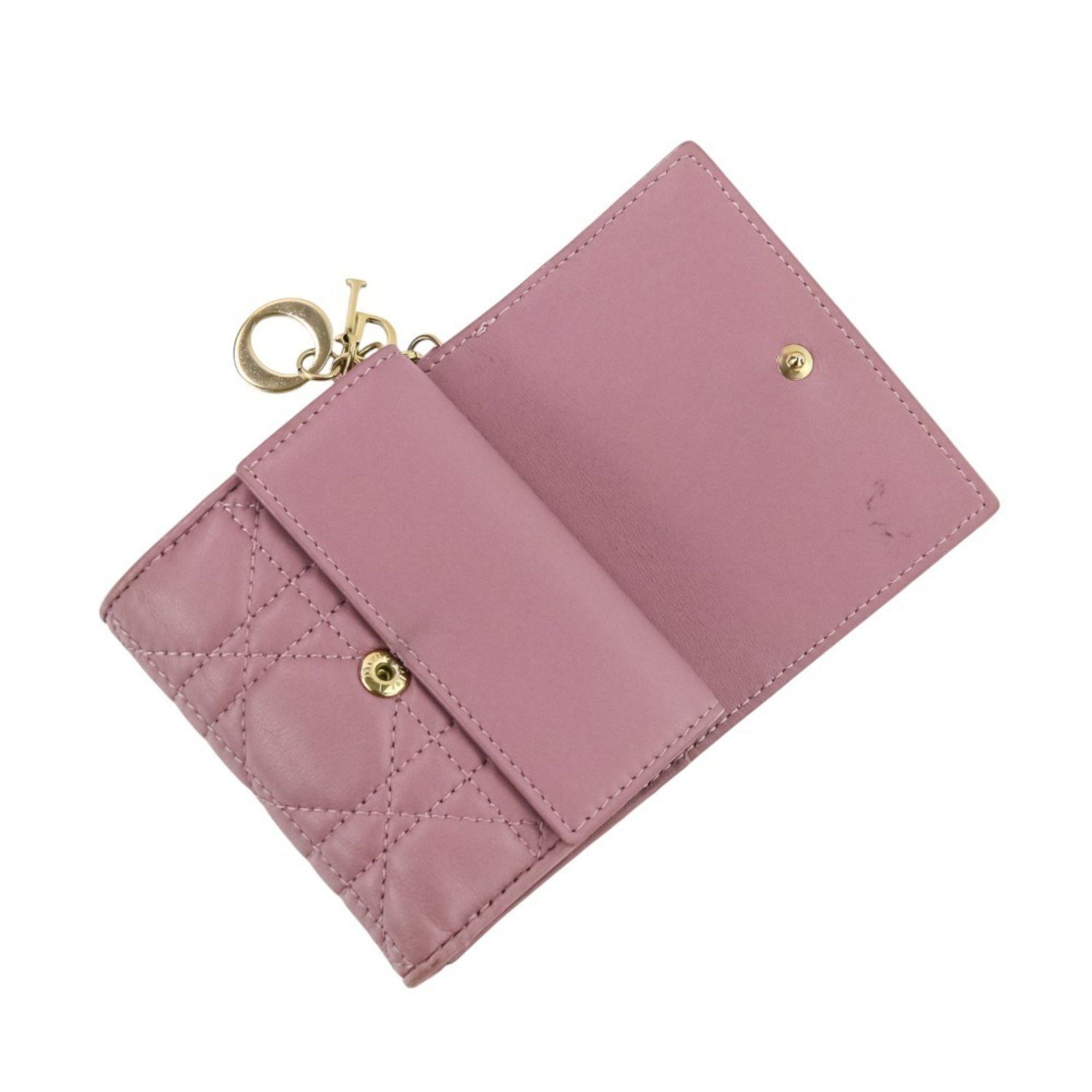 Dior Christian Dior Lady Cannage Lotus Wallet Tri-fold in Lavender Size ONE SIZE - 9 Thumbnail