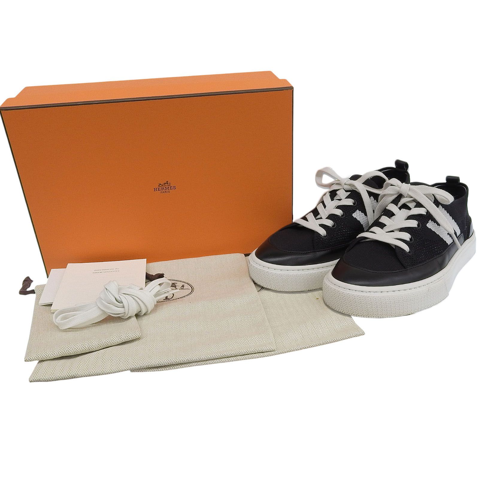 Hermes Hermes Hermes Leather Knit Sneakers Leather Shoes DUTY FREE for USA Size ONE SIZE - 2 Thumbnail