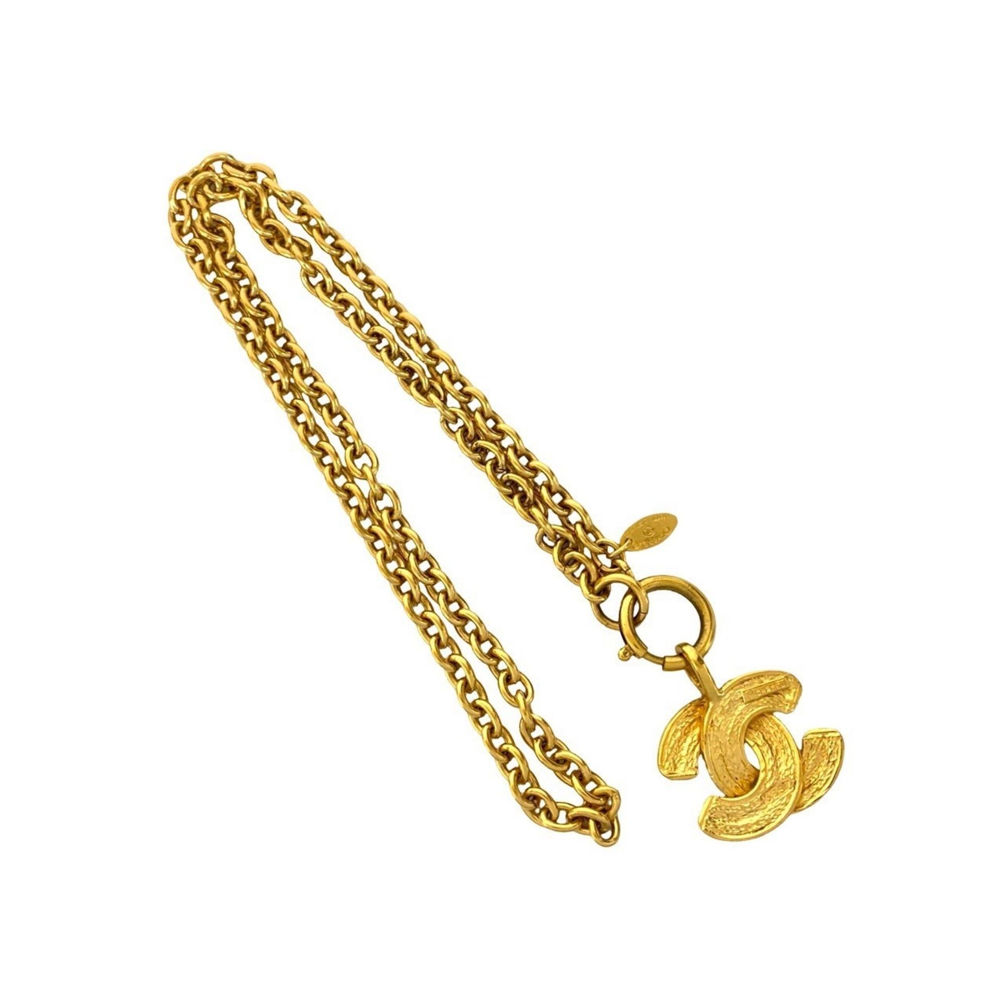 Chanel CHANEL Vintage Coco Mark Motif GP Chain Necklace Pendant Gold 02001 Size ONE SIZE - 4 Thumbnail