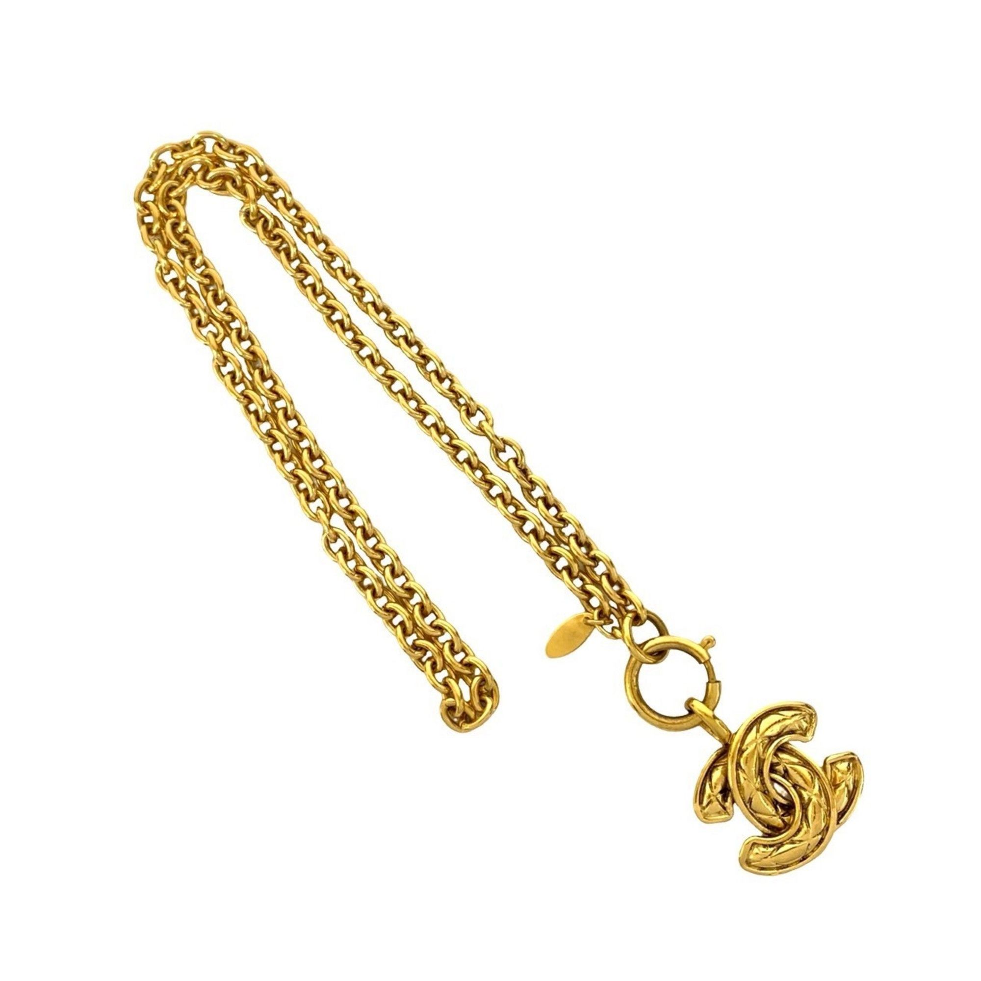 Chanel CHANEL Vintage Coco Mark Motif GP Chain Necklace Pendant Gold 02001 Size ONE SIZE - 3 Thumbnail