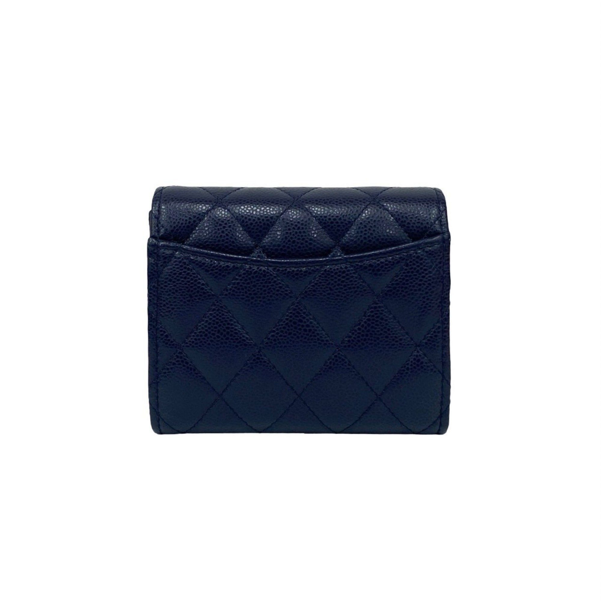 Chanel CHANEL Matelasse Coco Caviar Leather Tri-fold Wallet, Navy, 34422 Size ONE SIZE - 2 Thumbnail