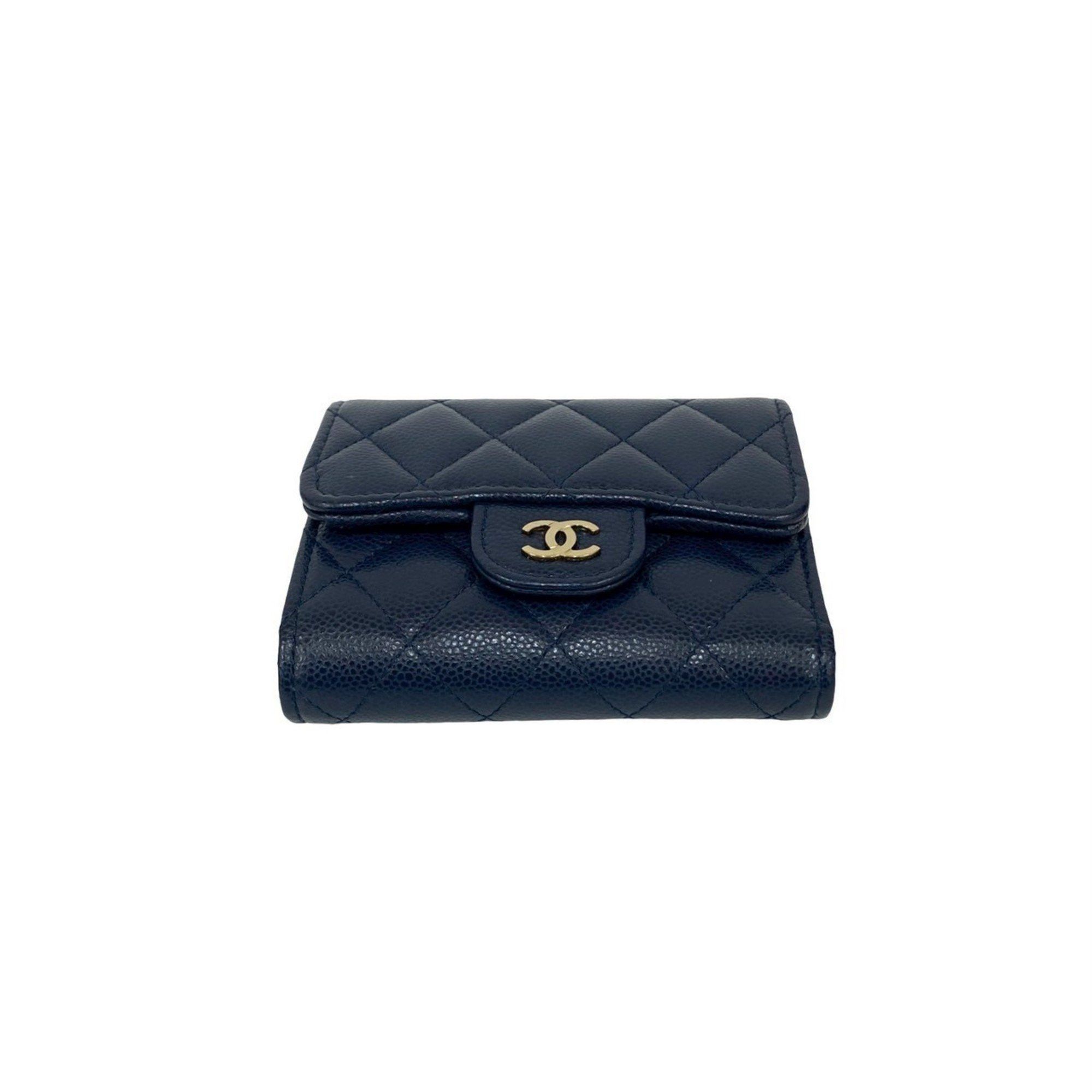 Chanel CHANEL Matelasse Coco Caviar Leather Tri-fold Wallet, Navy, 34422 Size ONE SIZE - 6 Thumbnail