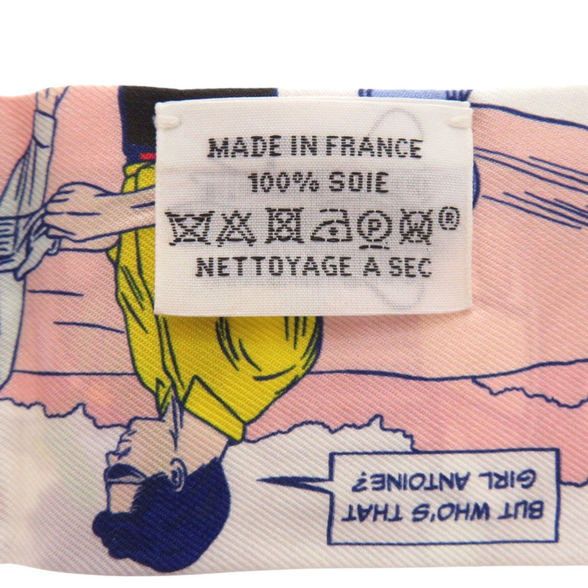 Hermes Hermès Twilly WOW American Comic Print Silk Gris Rose Vert Scarf Muffler 0197 HERMES Size ONE SIZE - 3 Thumbnail