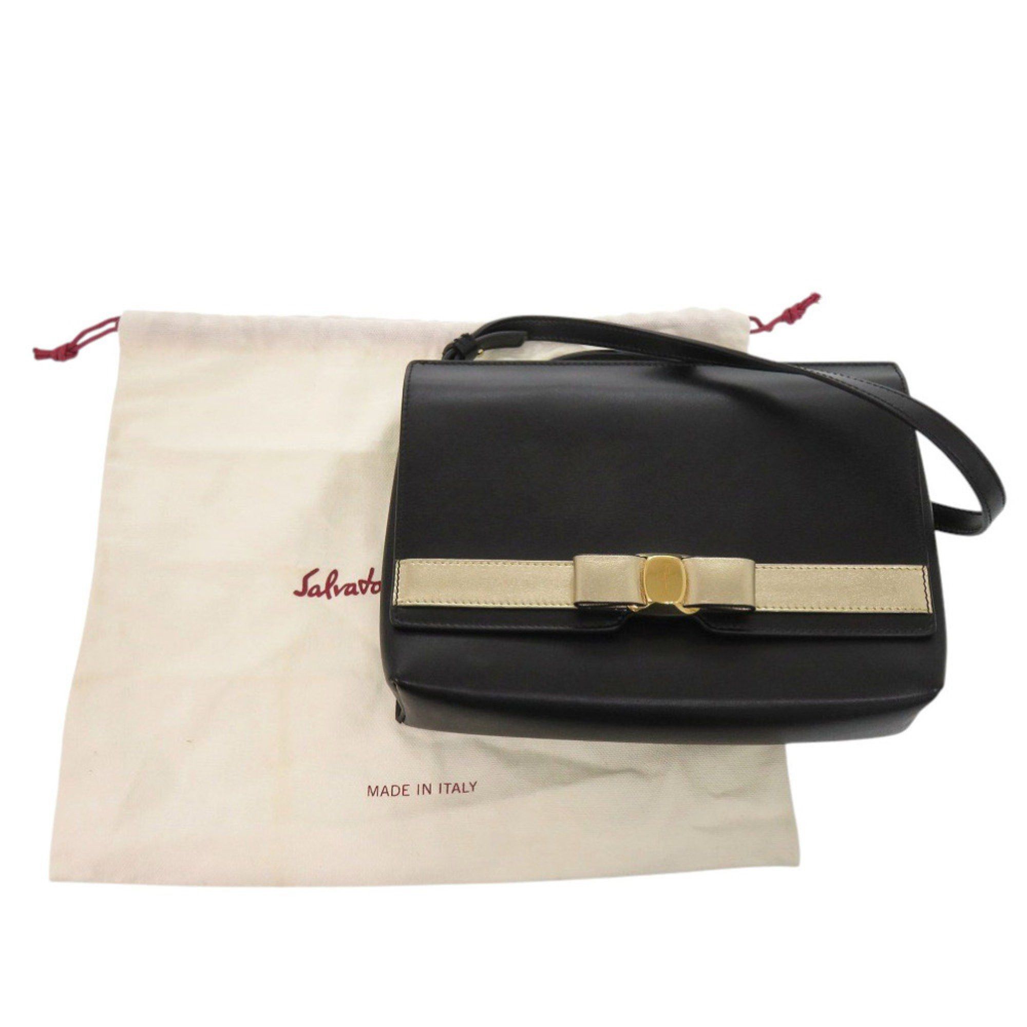 Salvatore Ferragamo Salvatore Ferragamo Vara Ribbon Leather Black Shoulder Bag 0529 Size ONE SIZE - 2 Thumbnail
