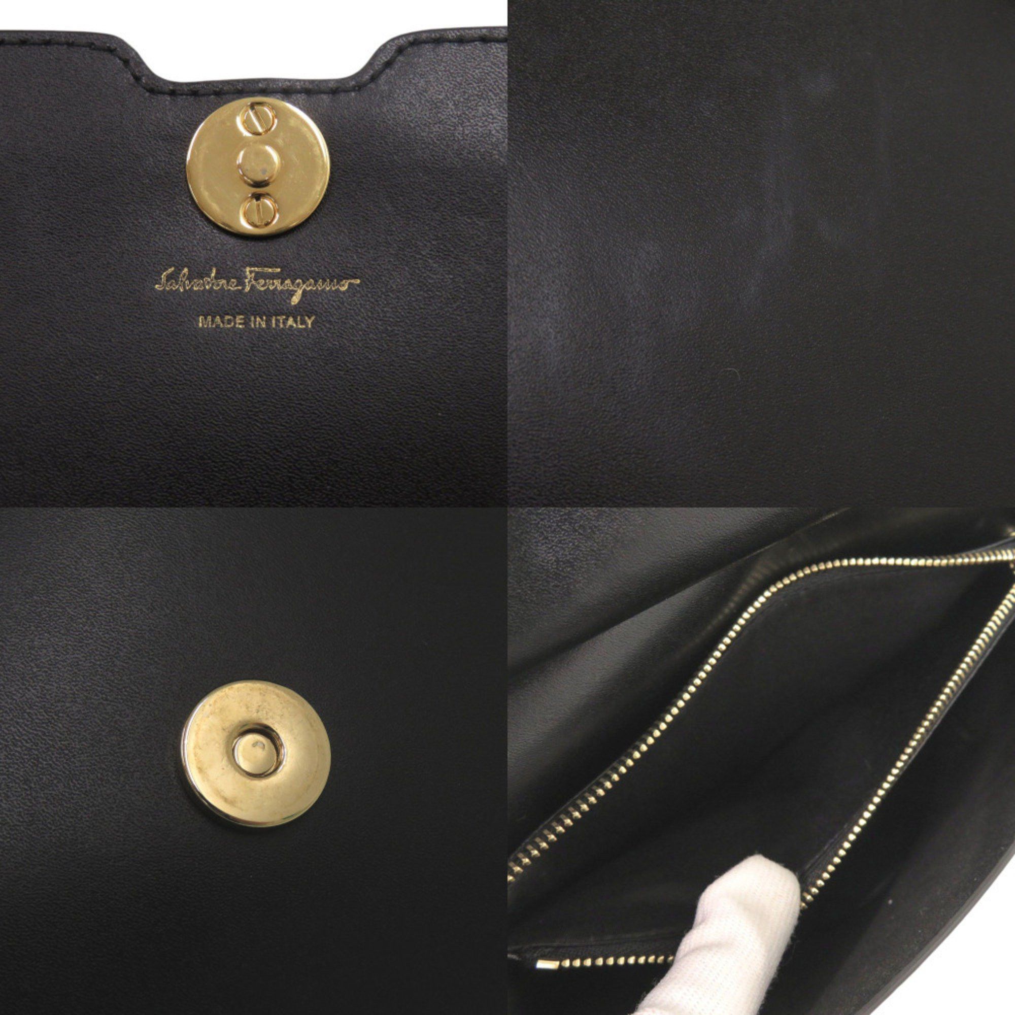 Salvatore Ferragamo Salvatore Ferragamo Vara Ribbon Leather Black Shoulder Bag 0529 Size ONE SIZE - 9 Thumbnail
