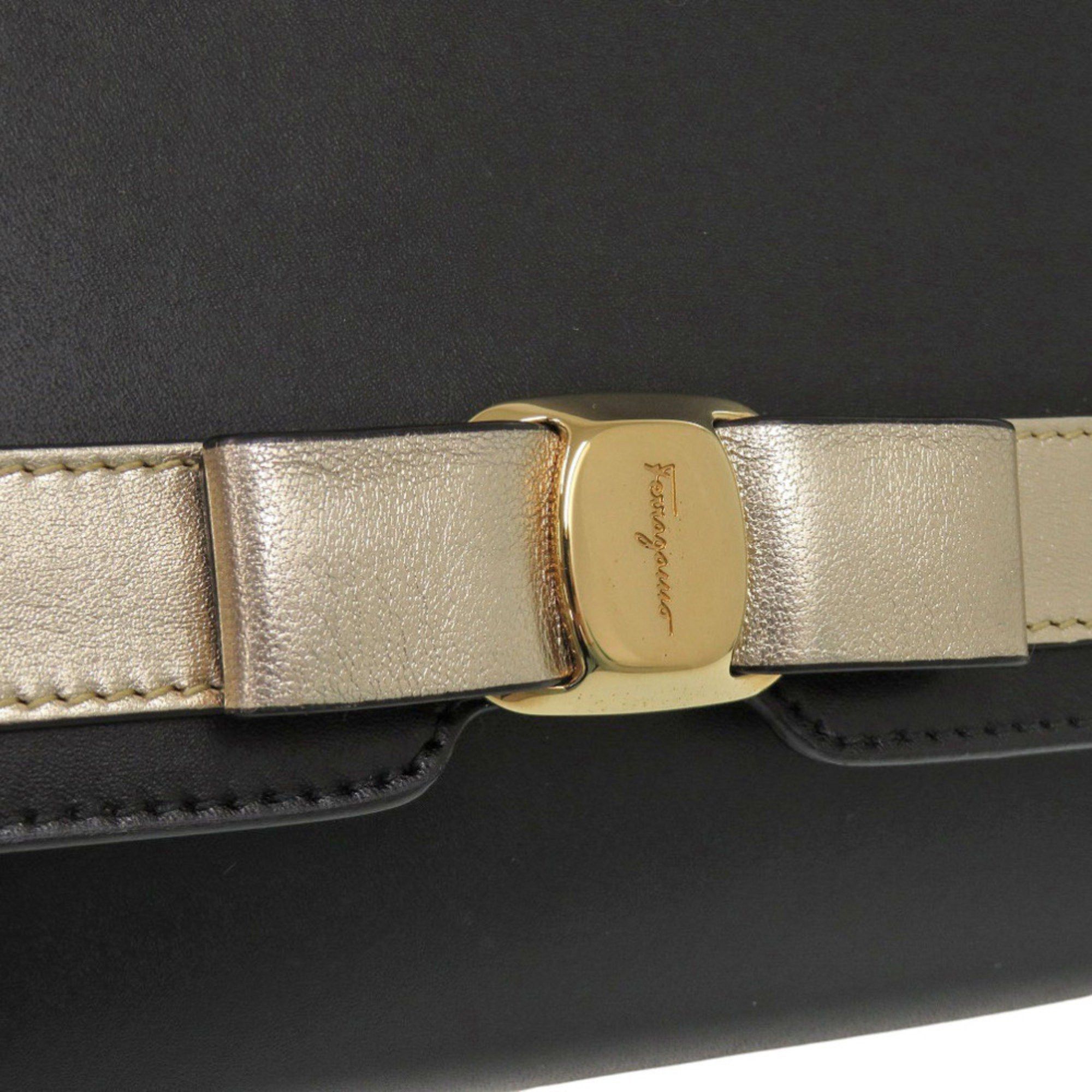 Salvatore Ferragamo Salvatore Ferragamo Vara Ribbon Leather Black Shoulder Bag 0529 Size ONE SIZE - 8 Thumbnail