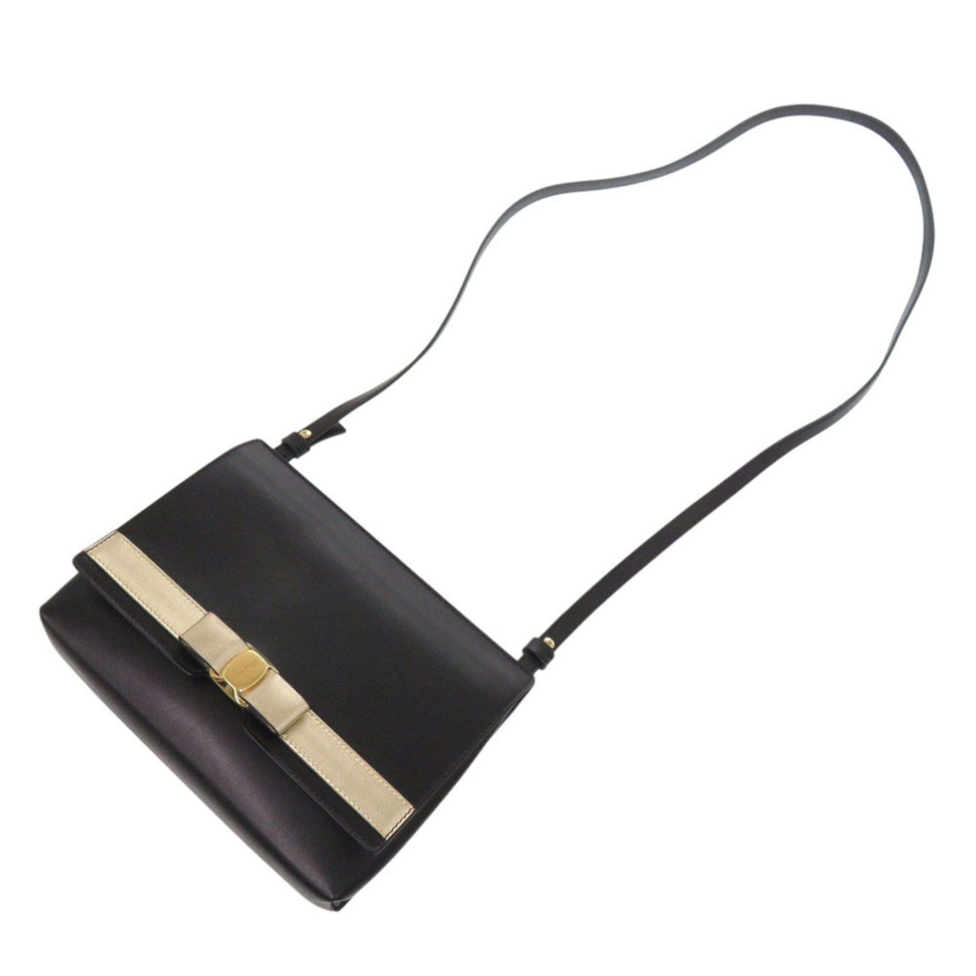 Salvatore Ferragamo Salvatore Ferragamo Vara Ribbon Leather Black Shoulder Bag 0529 Size ONE SIZE - 6 Thumbnail