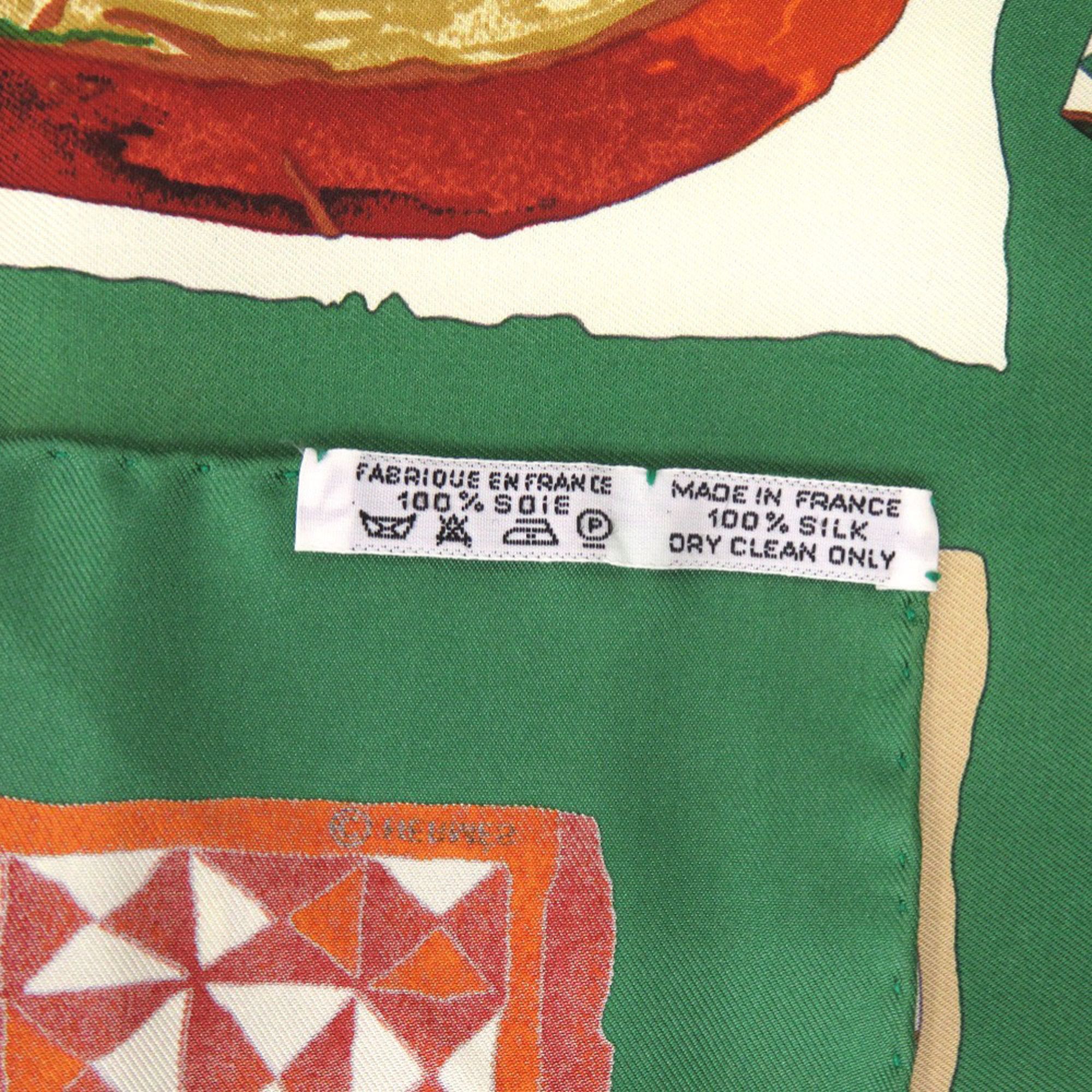 Hermes Hermes Hermès Carré 90 Persona Silk Scarf Muffler in Green, Orange, and Red (0105) Size ONE SIZE - 3 Thumbnail