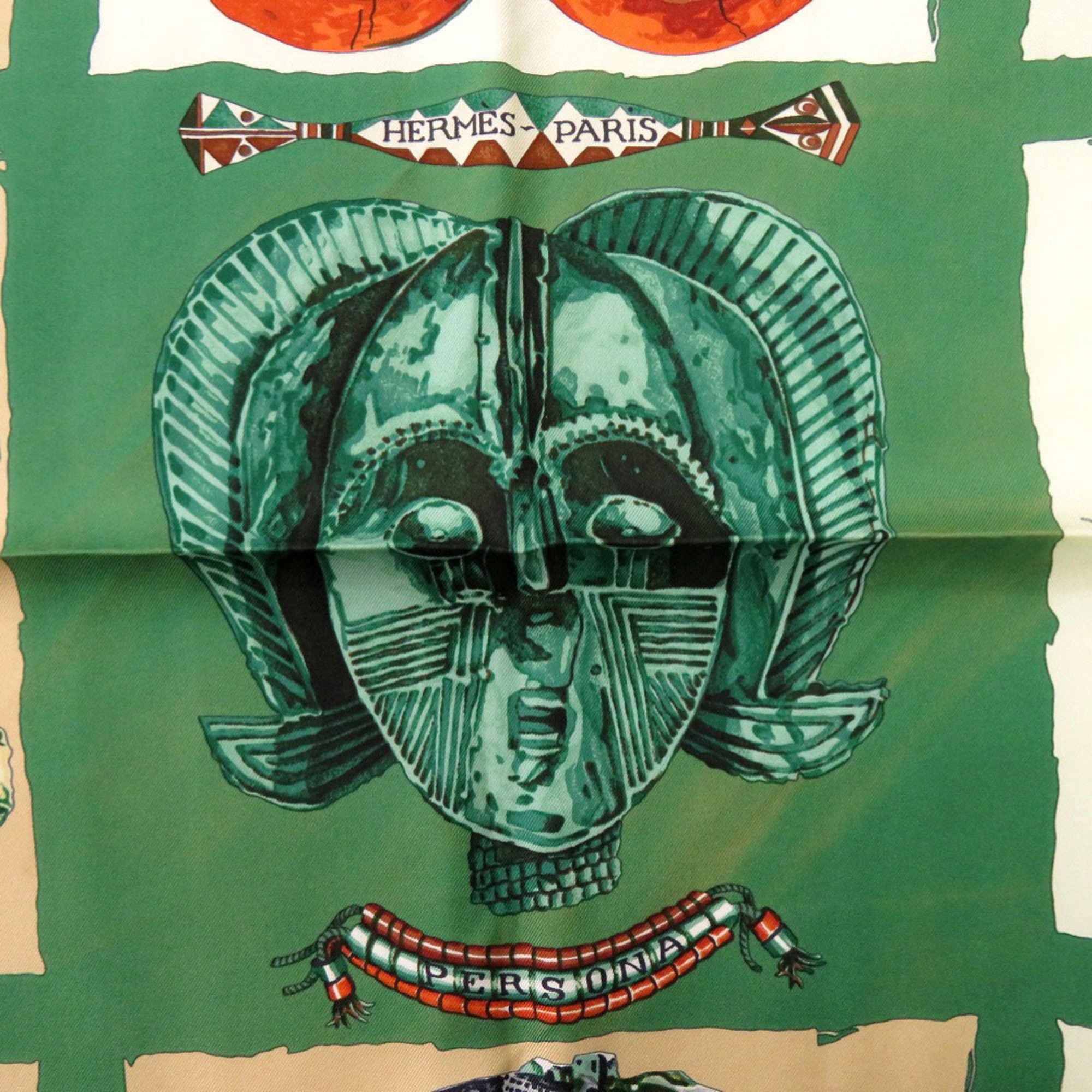 Hermes Hermes Hermès Carré 90 Persona Silk Scarf Muffler in Green, Orange, and Red (0105) Size ONE SIZE - 2 Thumbnail