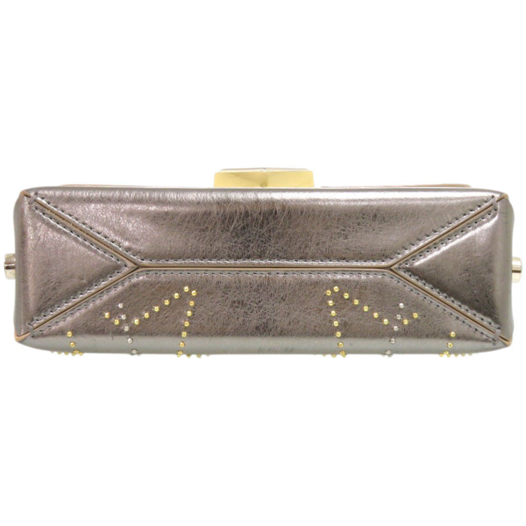 Jimmy Choo Jimmy Choo Locket Petite Chain Shoulder Bag with Star Studs, Metallic Spazzolato Leather, and Silver 1446 Size ONE SIZE - 4 Thumbnail