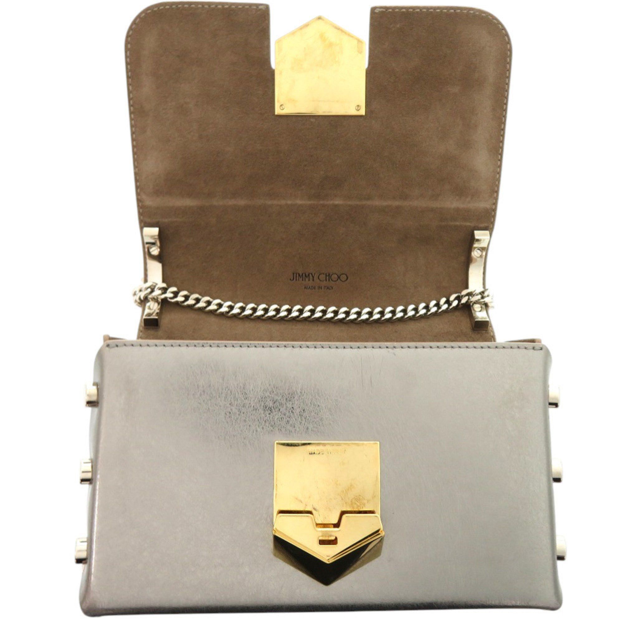 Jimmy Choo Jimmy Choo Locket Petite Chain Shoulder Bag with Star Studs, Metallic Spazzolato Leather, and Silver 1446 Size ONE SIZE - 6 Thumbnail