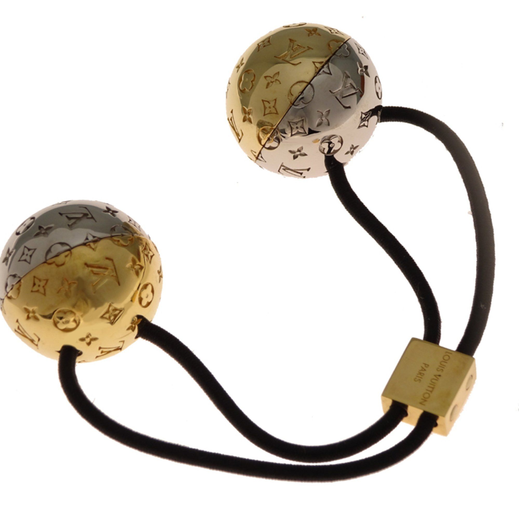 Louis Vuitton Louis Vuitton Nanogram Planet Scrunchie, Women's, M80266, Metal, Black Size ONE SIZE - 3 Thumbnail