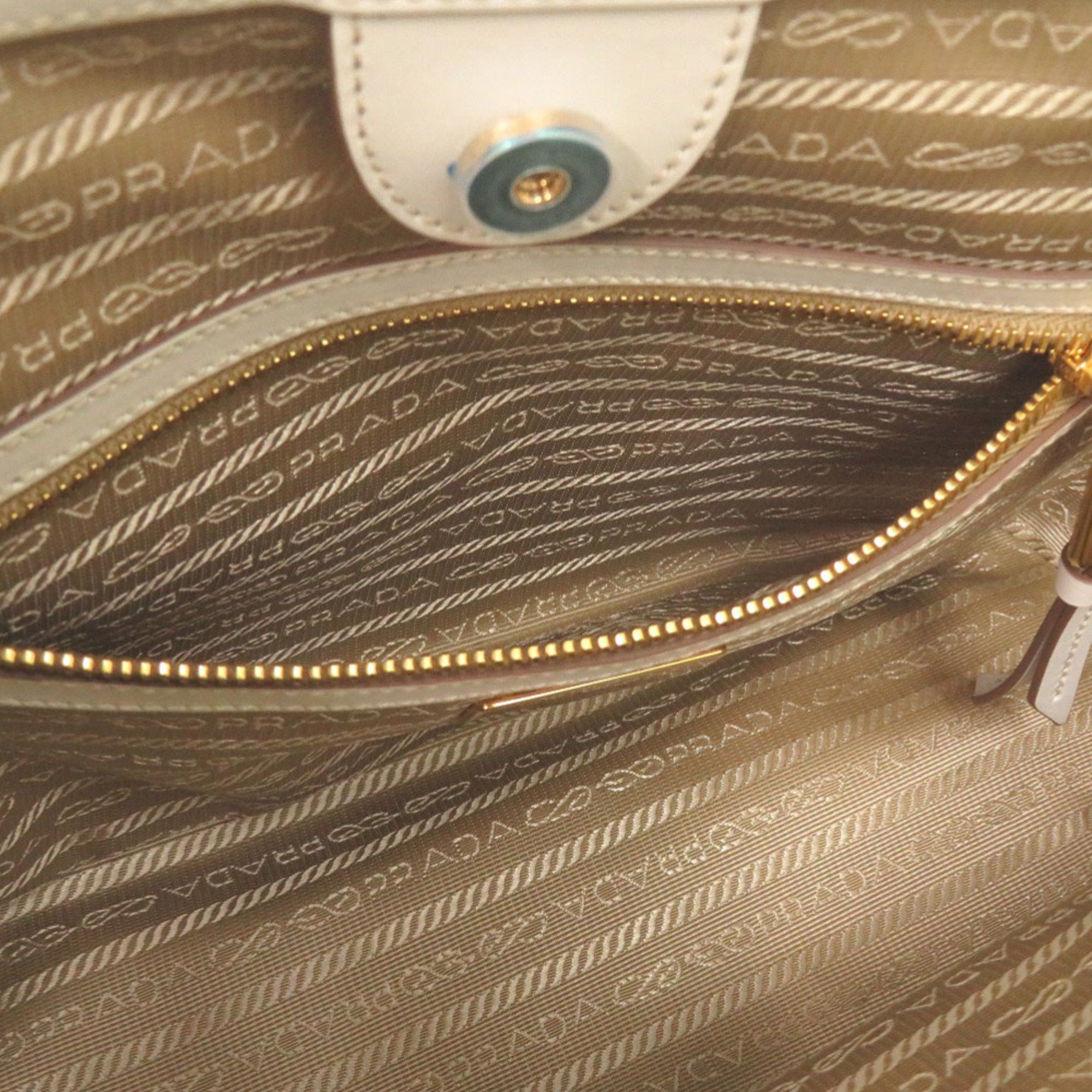 Prada Like new Prada Logo Jacquard 1BA172 Leather Corda Talc Beige White Shoulder Bag 0780 PRADA Size ONE SIZE - 7 Thumbnail