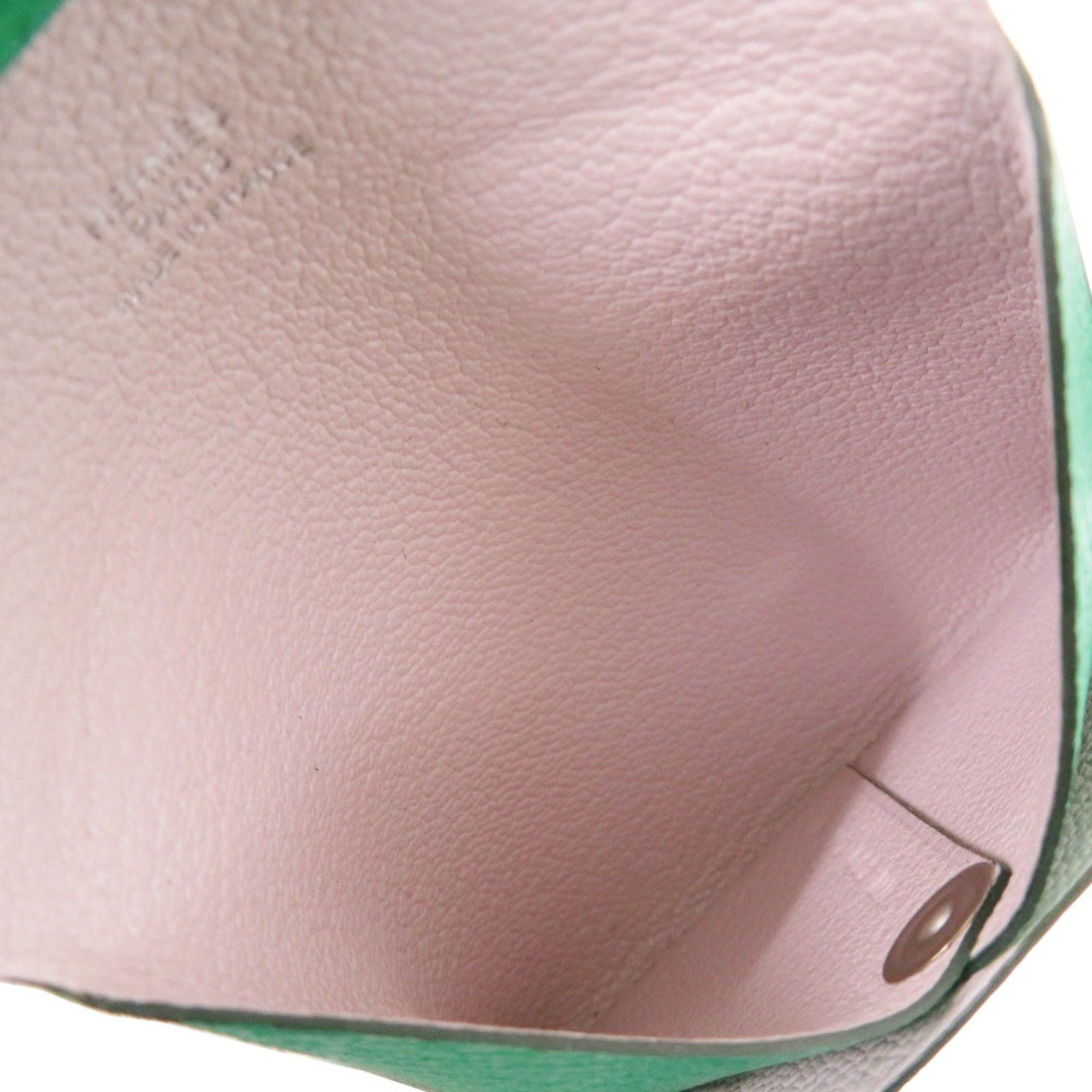 Hermes Like new Hermès Bastia Verso Chevre Mysore Bamboo/Rose Darling silver hardware, K stamp (made in 2025), coin case/wallet, green, 0521 HERMES Size ONE SIZE - 5 Thumbnail