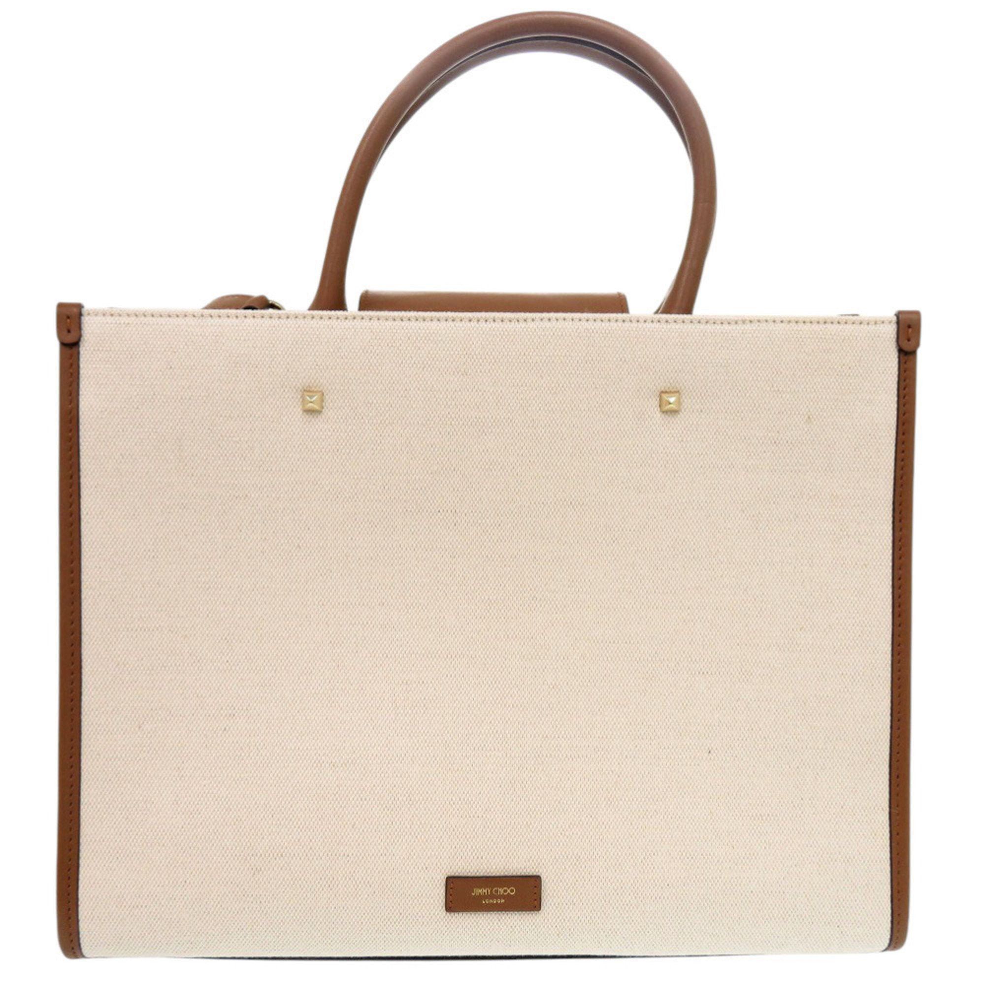 Jimmy Choo Jimmy Choo Varenne Avenue 2-Way Canvas and Leather Shoulder Bag in Natural Beige Brown (0679) Size ONE SIZE - 3 Thumbnail