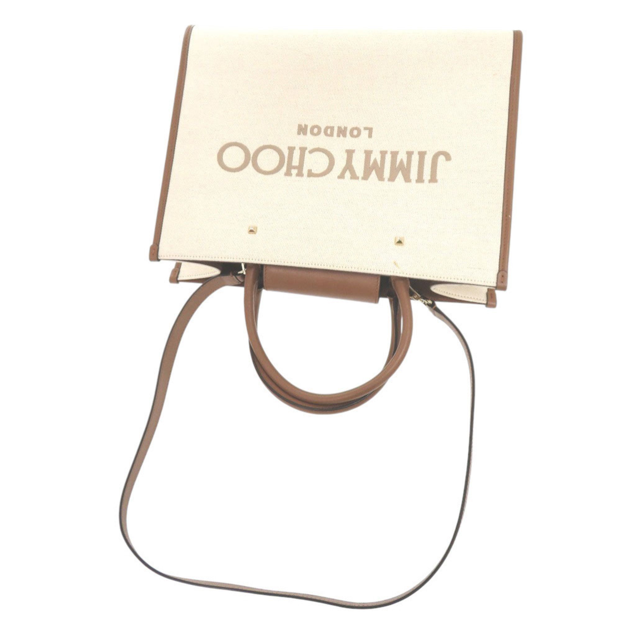 Jimmy Choo Jimmy Choo Varenne Avenue 2-Way Canvas and Leather Shoulder Bag in Natural Beige Brown (0679) Size ONE SIZE - 5 Thumbnail