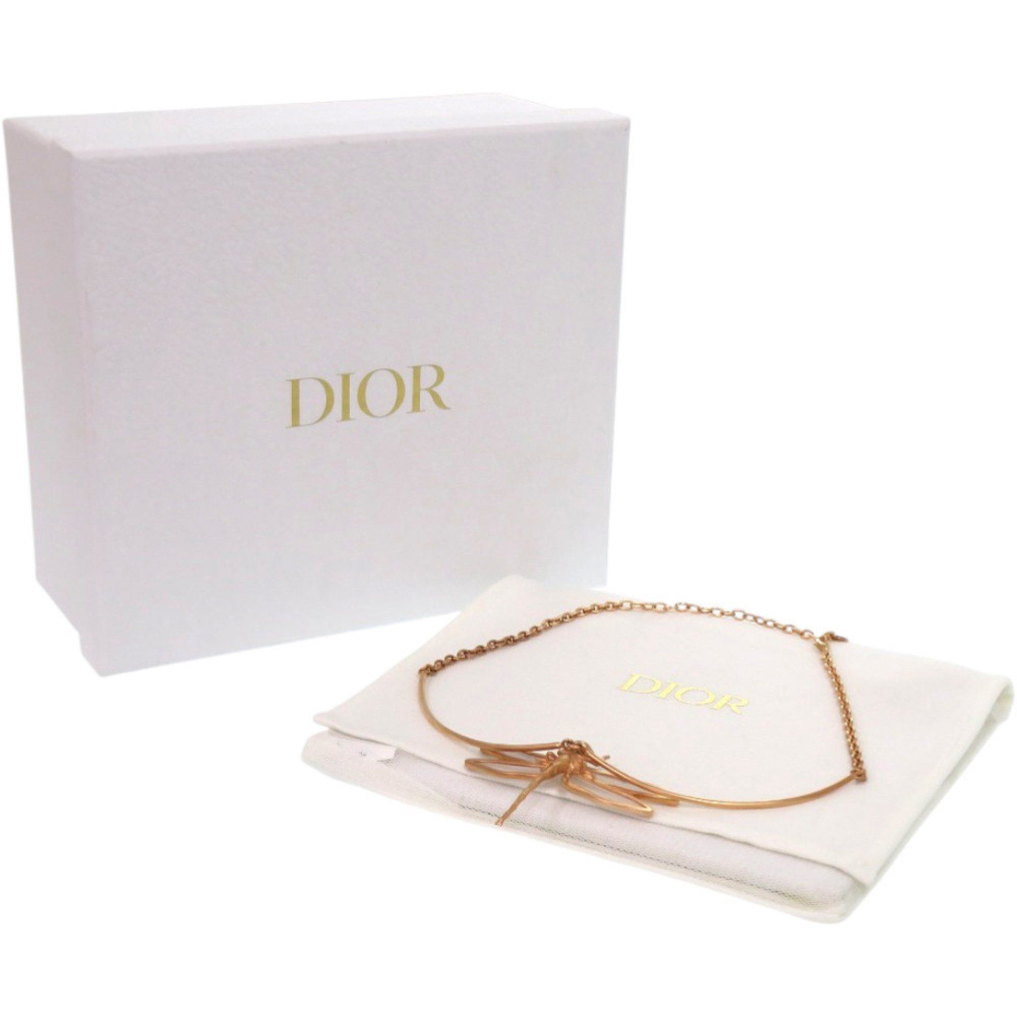 Dior Christian Dior Like new Dior Herbarium Dragonfly Metal Resin Pink Gold Clear Necklace 1506 Size ONE SIZE - 2 Thumbnail