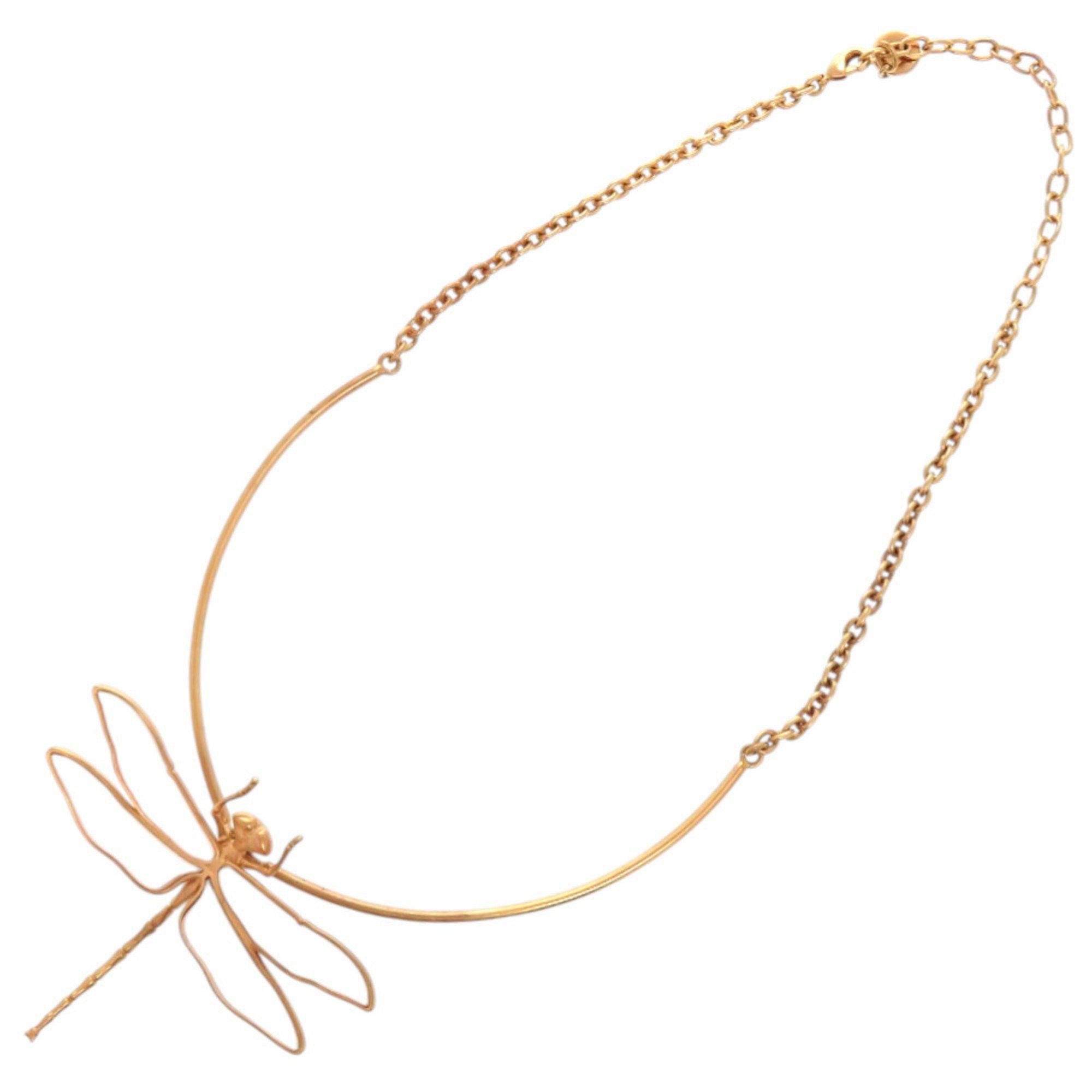 Dior Christian Dior Like new Dior Herbarium Dragonfly Metal Resin Pink Gold Clear Necklace 1506 Size ONE SIZE - 5 Thumbnail