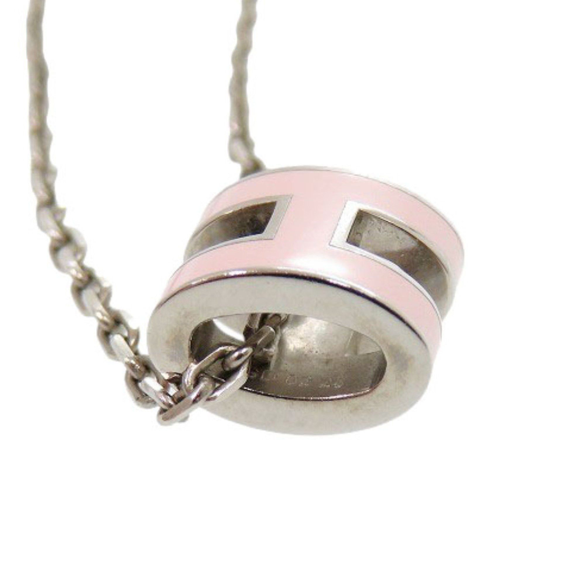 Hermes Hermes Hermès Mini Pop Ash H Metal Necklace with Silver Hardware, Pink, 0704 Size ONE SIZE - 4 Thumbnail