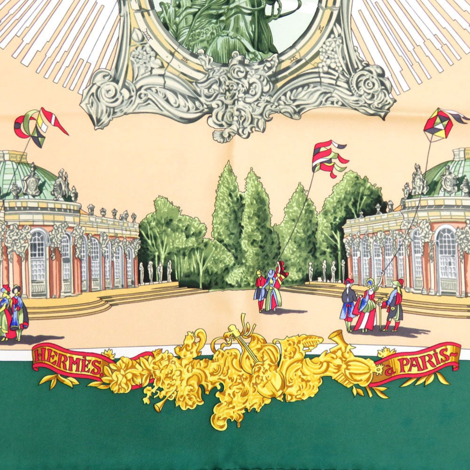 Hermes Hermes Hermès Carré 90 Sanssouci Palace Silk Scarf Muffler in Green, Gold, and Red (0137) Size ONE SIZE - 2 Thumbnail