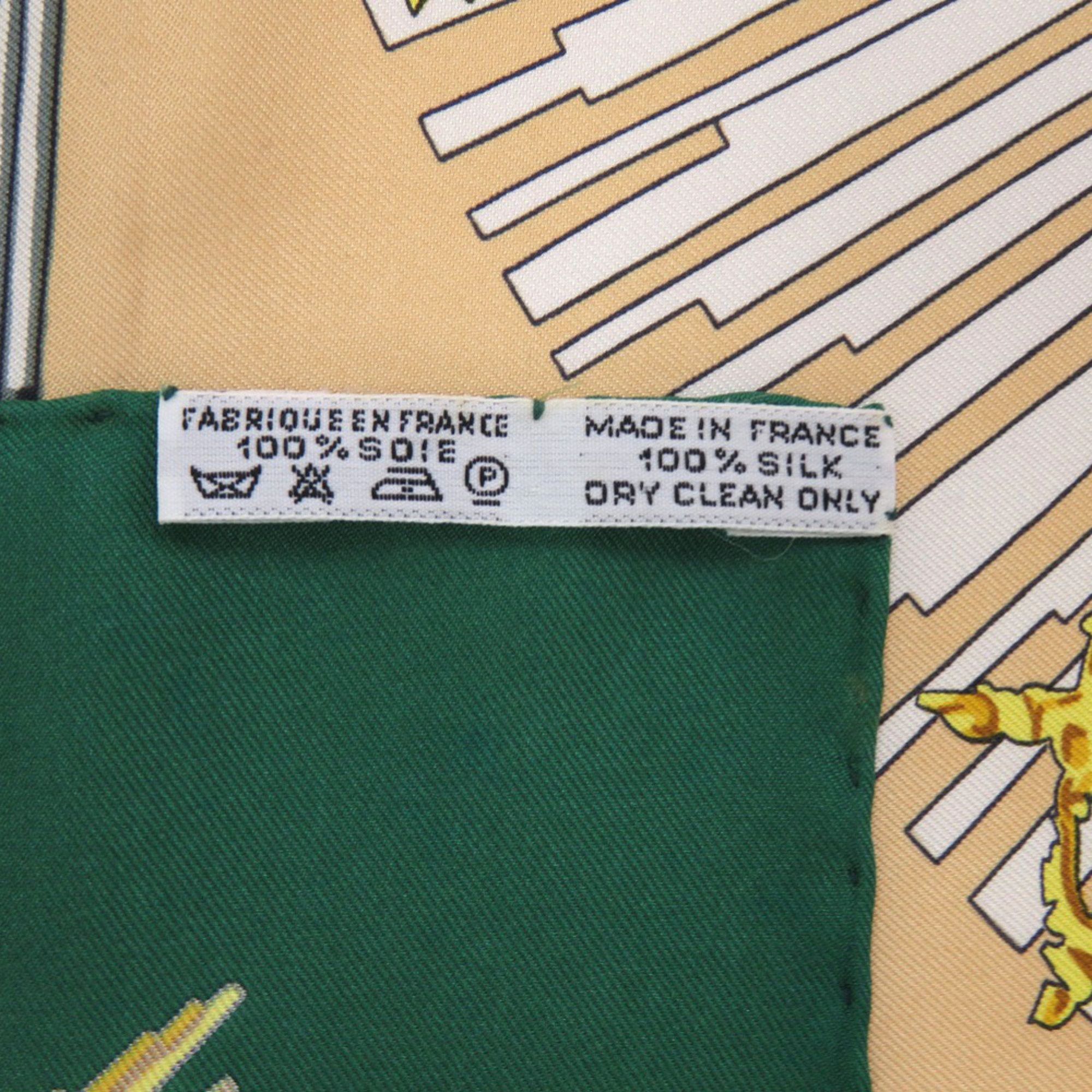 Hermes Hermes Hermès Carré 90 Sanssouci Palace Silk Scarf Muffler in Green, Gold, and Red (0137) Size ONE SIZE - 6 Thumbnail